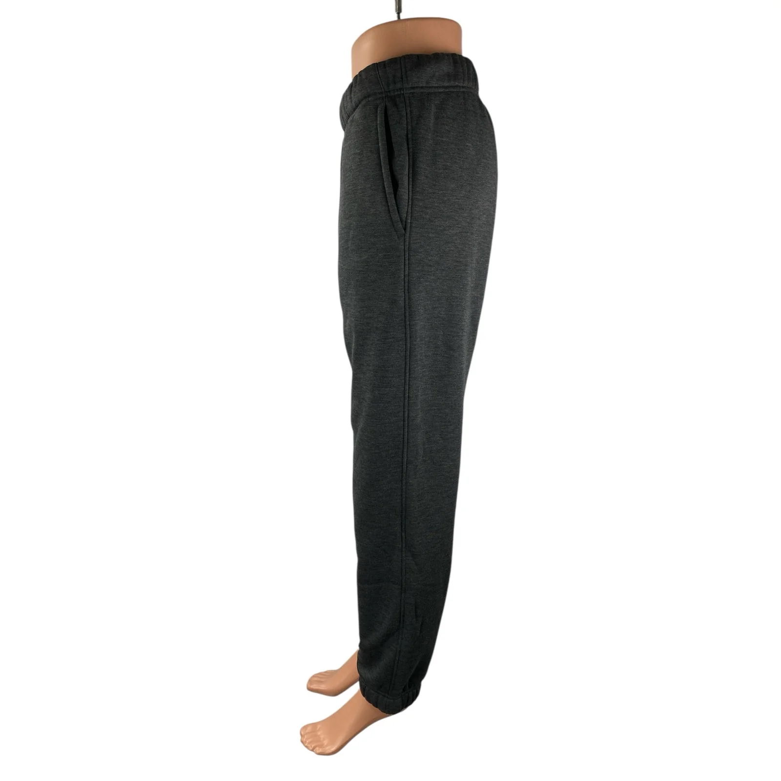 Uniqlo Gray Elastic Waist High Rise Tapered Track Jogger Trousers Sweat Pants S - Image 2