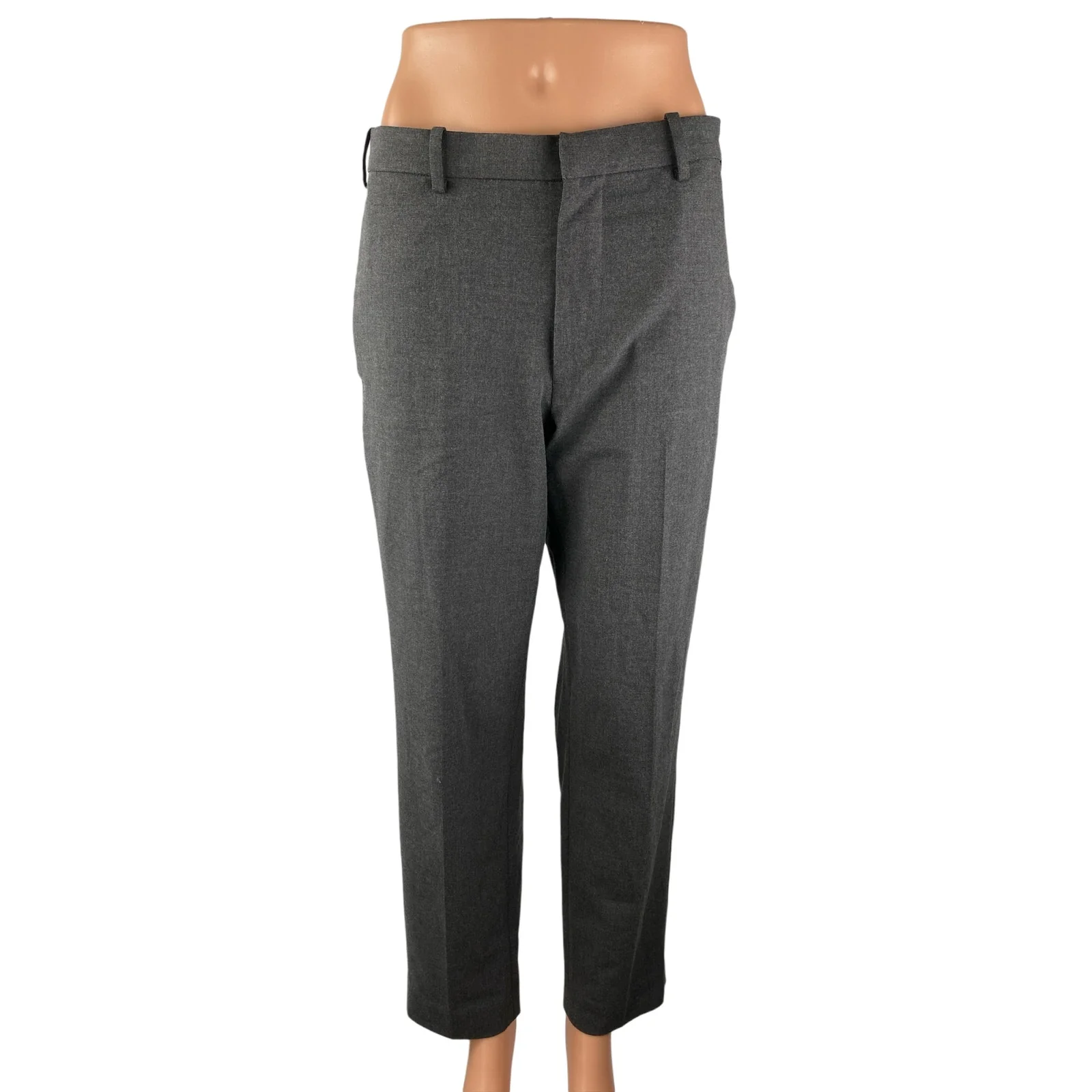 Uniqlo Men's Gray High Rise Slim Fit Straight Leg Trousers Dress Pants Size M