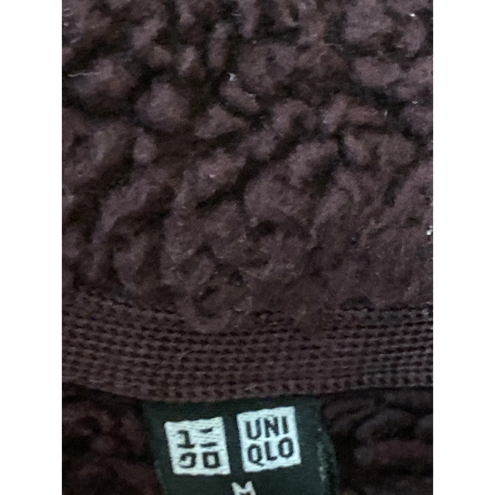 Uniqlo Mens Red Burgundy Furry Fleece Full Zip Long Sleeve Sweater Jacket Size M - Image 4