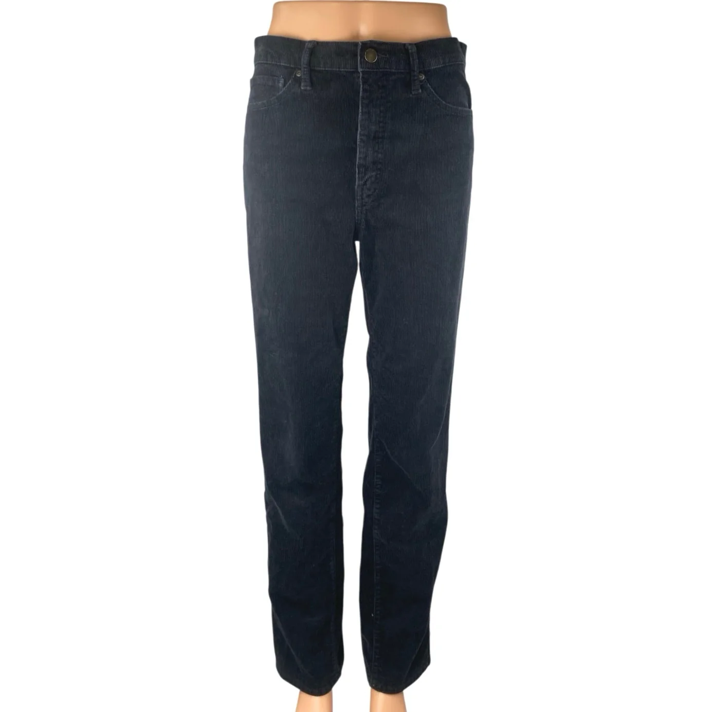 Uniqlo Women's Black Corduroy High Waisted Straight Leg Denim Jeans Pants Sz 27