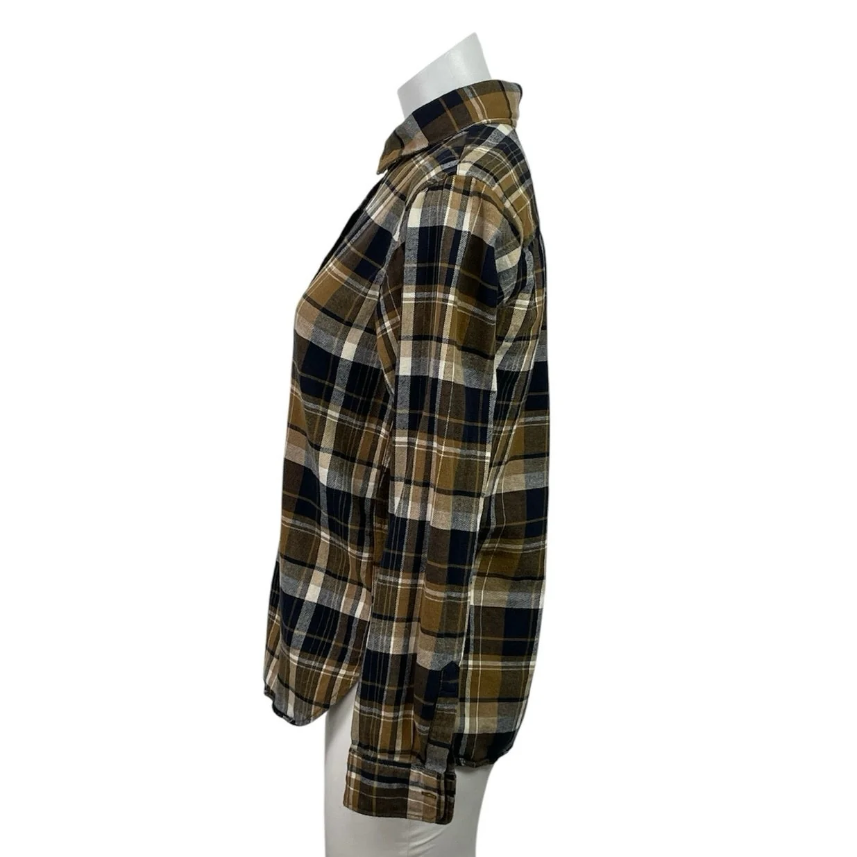 Uniqlo Women's Black Yellow Plaid Flannel Long Sleeve Button Down Shirt Top Sz S - Image 2