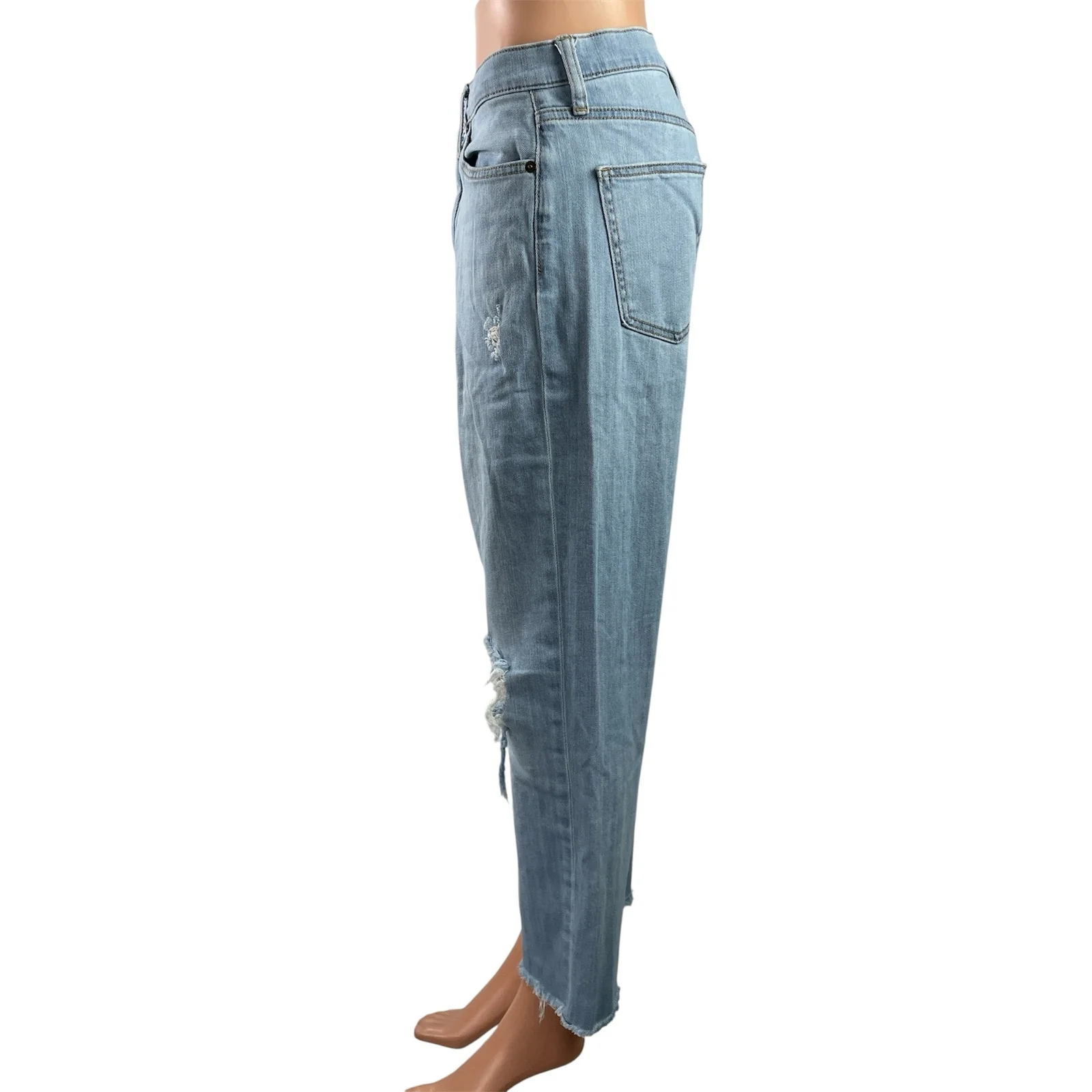 Uniqlo Women's Blue High Rise Distressed Light Wash Straight Denim Jeans Size 26 - Image 2