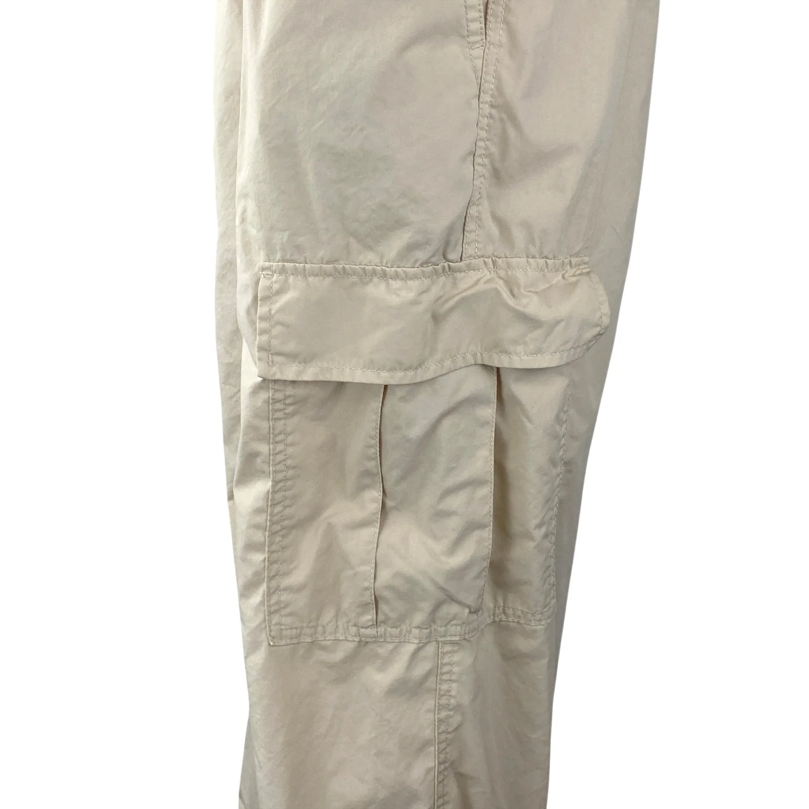 Uniqlo Women's Cream High Waisted Baggy Relaxed Utility Cargo Trousers Pants M - Image 3