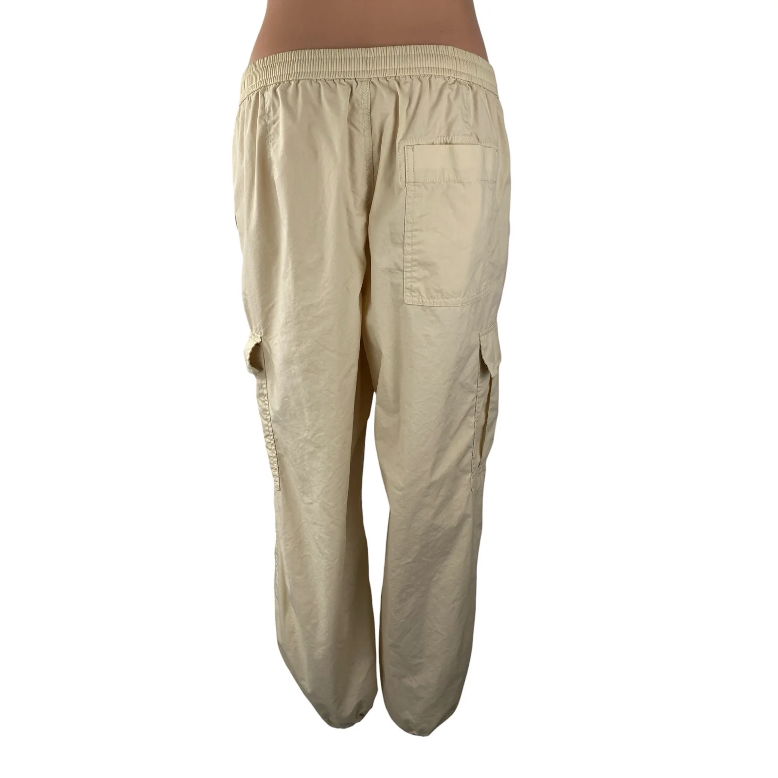 Uniqlo Women's Cream High Waisted Baggy Relaxed Utility Cargo Trousers Pants M - Image 4
