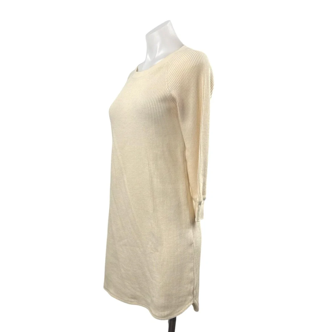 Uniqlo Women's Cream Waffle Knit Long Sleeve Winter Mini Sheath Sweater Dress XS - Image 2