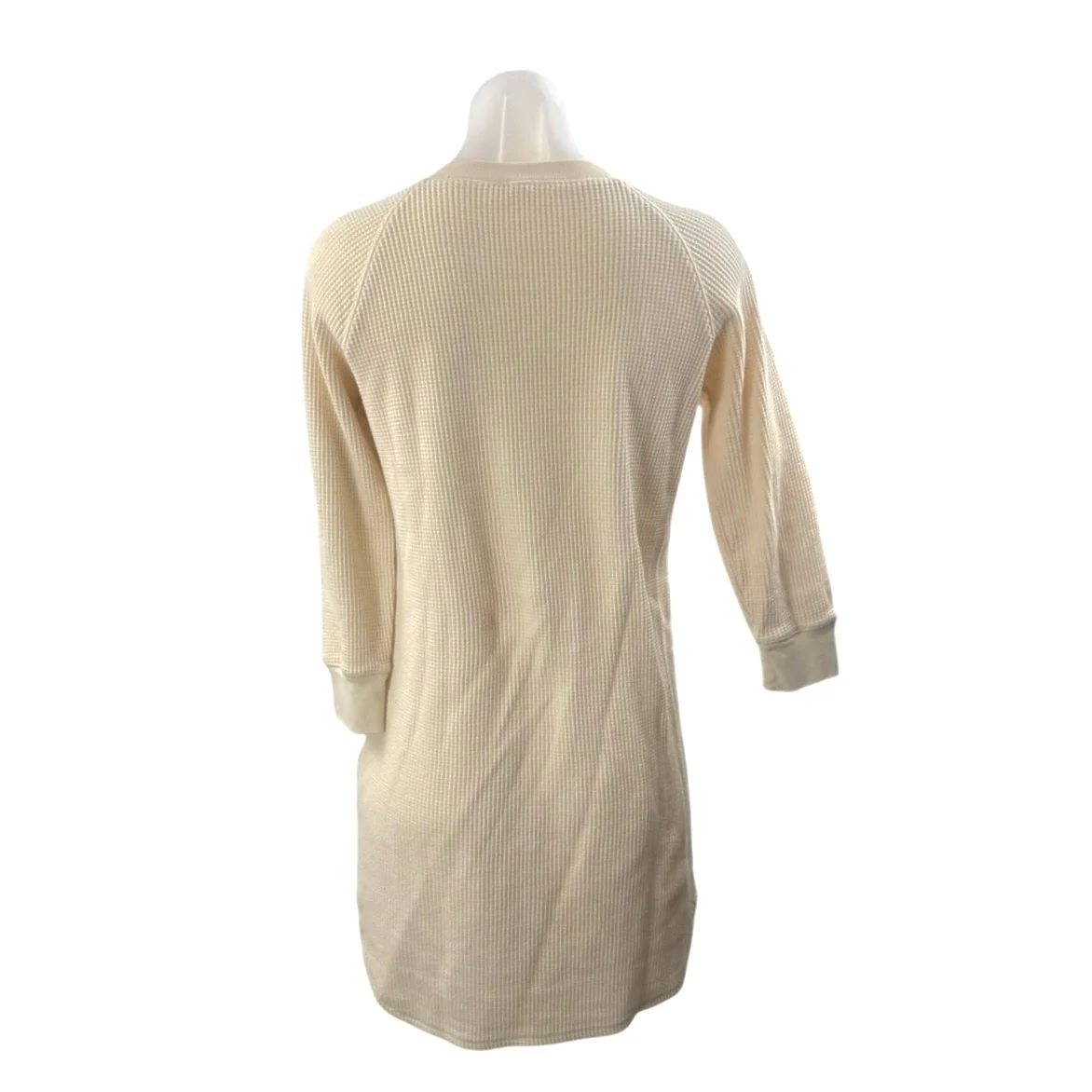 Uniqlo Women's Cream Waffle Knit Long Sleeve Winter Mini Sheath Sweater Dress XS - Image 3