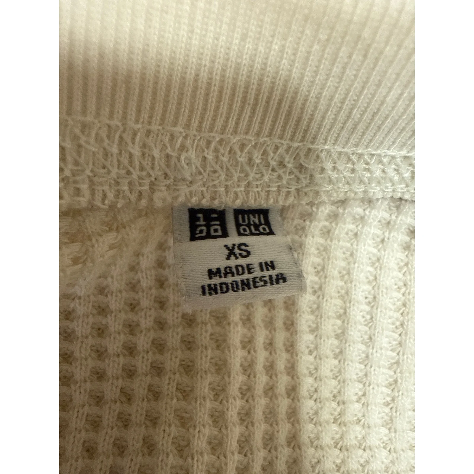 Uniqlo Women's Cream Waffle Knit Long Sleeve Winter Mini Sheath Sweater Dress XS - Image 4