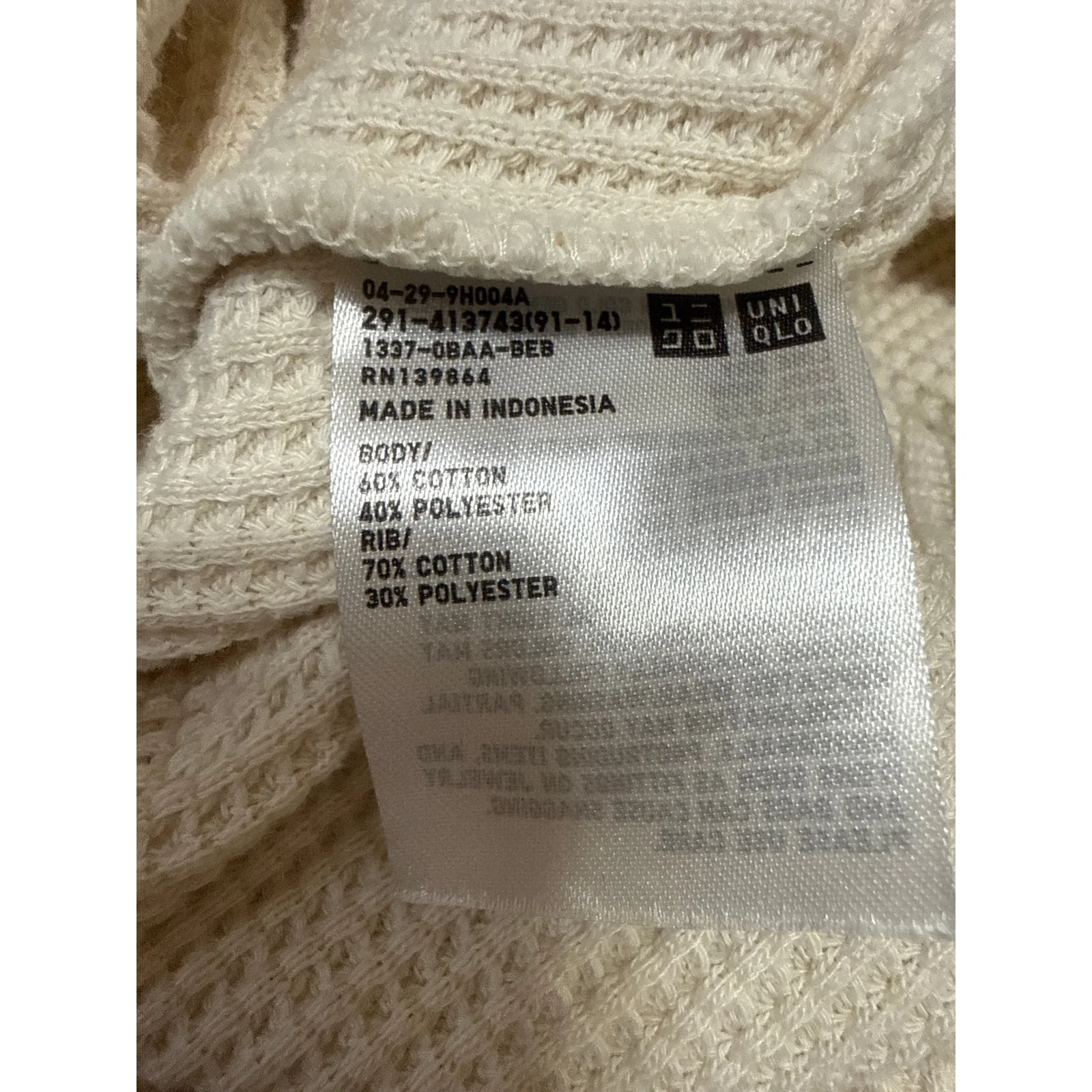 Uniqlo Women's Cream Waffle Knit Long Sleeve Winter Mini Sheath Sweater Dress XS - Image 5