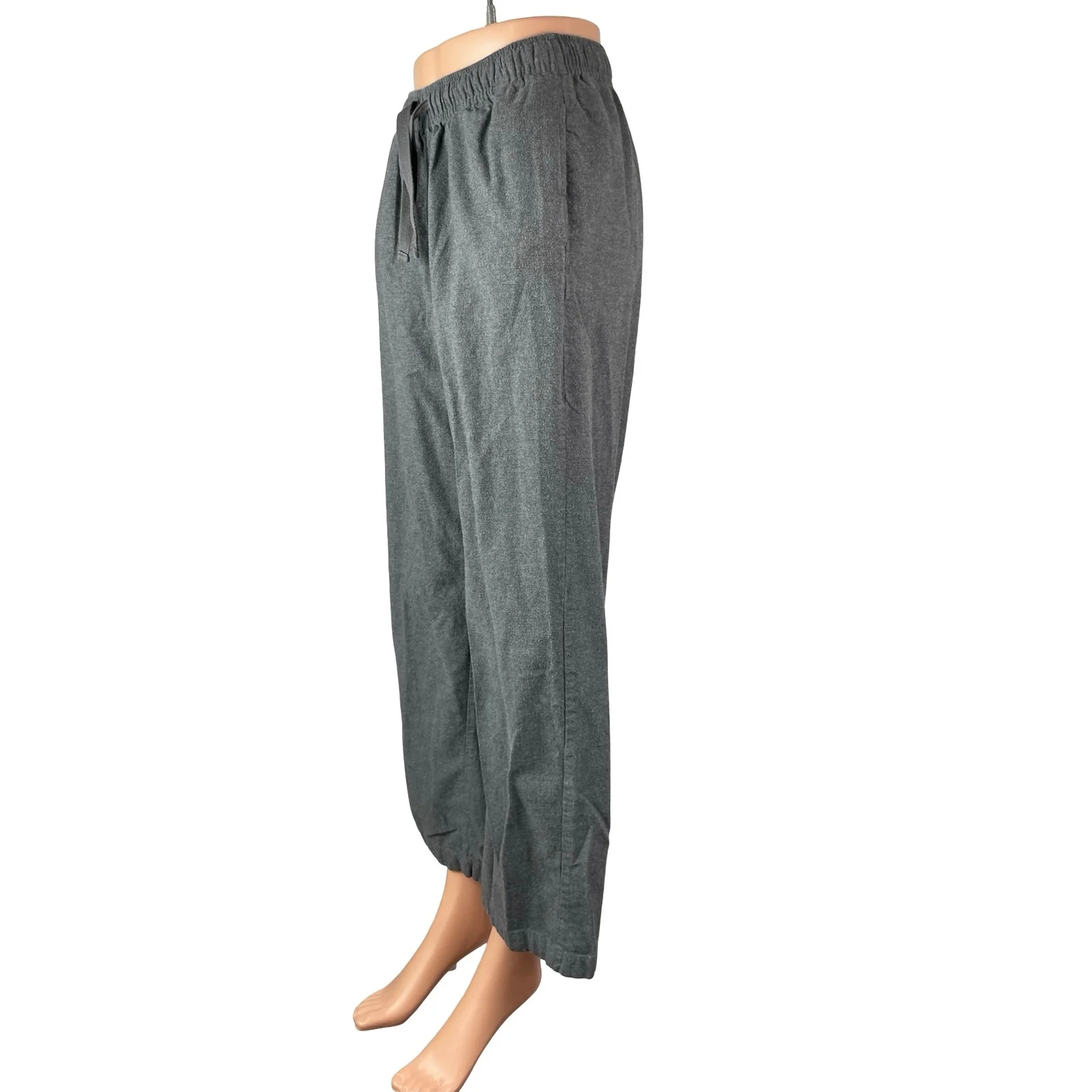 Uniqlo Women's Gray Drawstring Wide Leg High Rise Lounge Trousers Pants Size S - Image 2