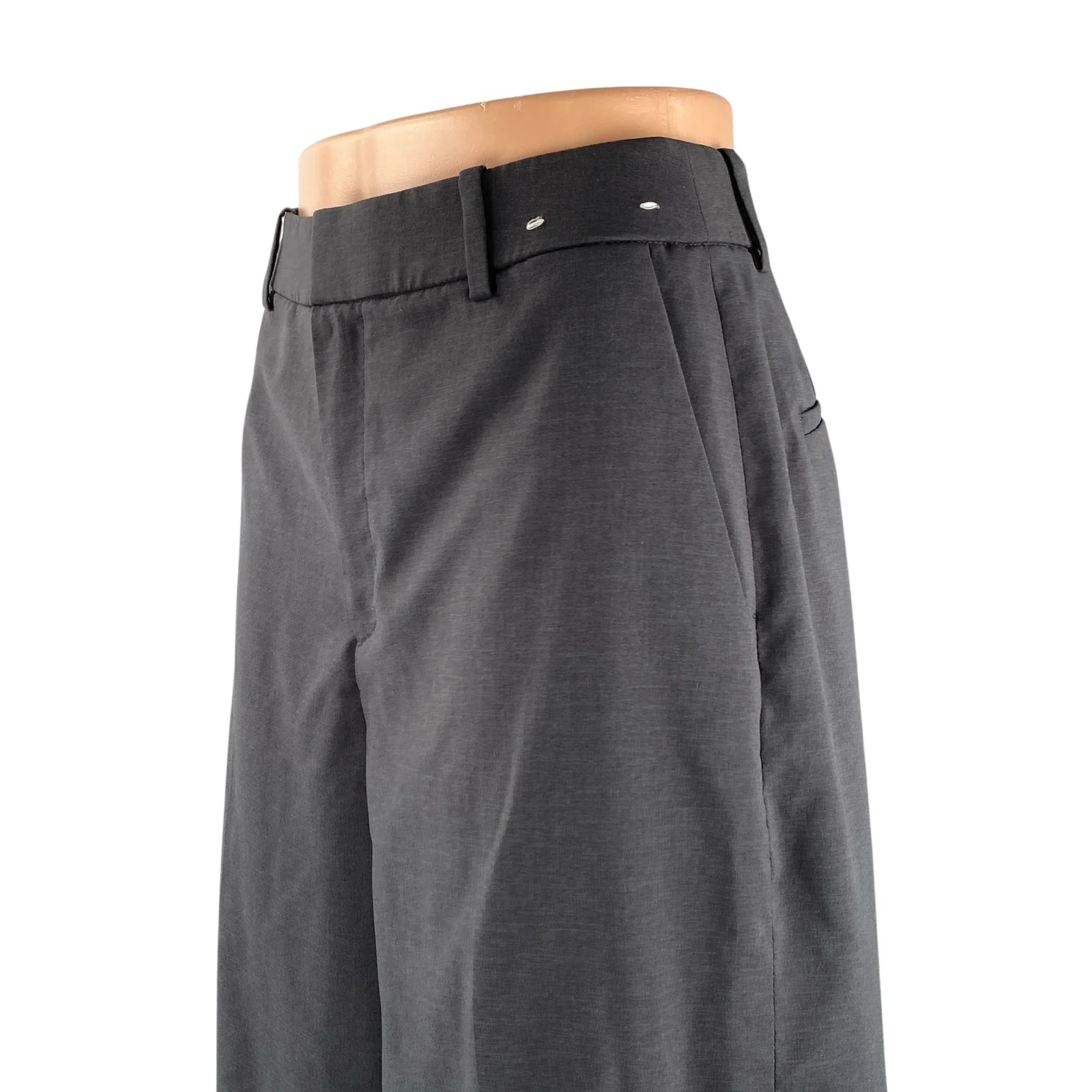 Uniqlo Women's Gray High Waisted Pleated Baggy Wide Leg Trousers Dress Pants M - Image 2