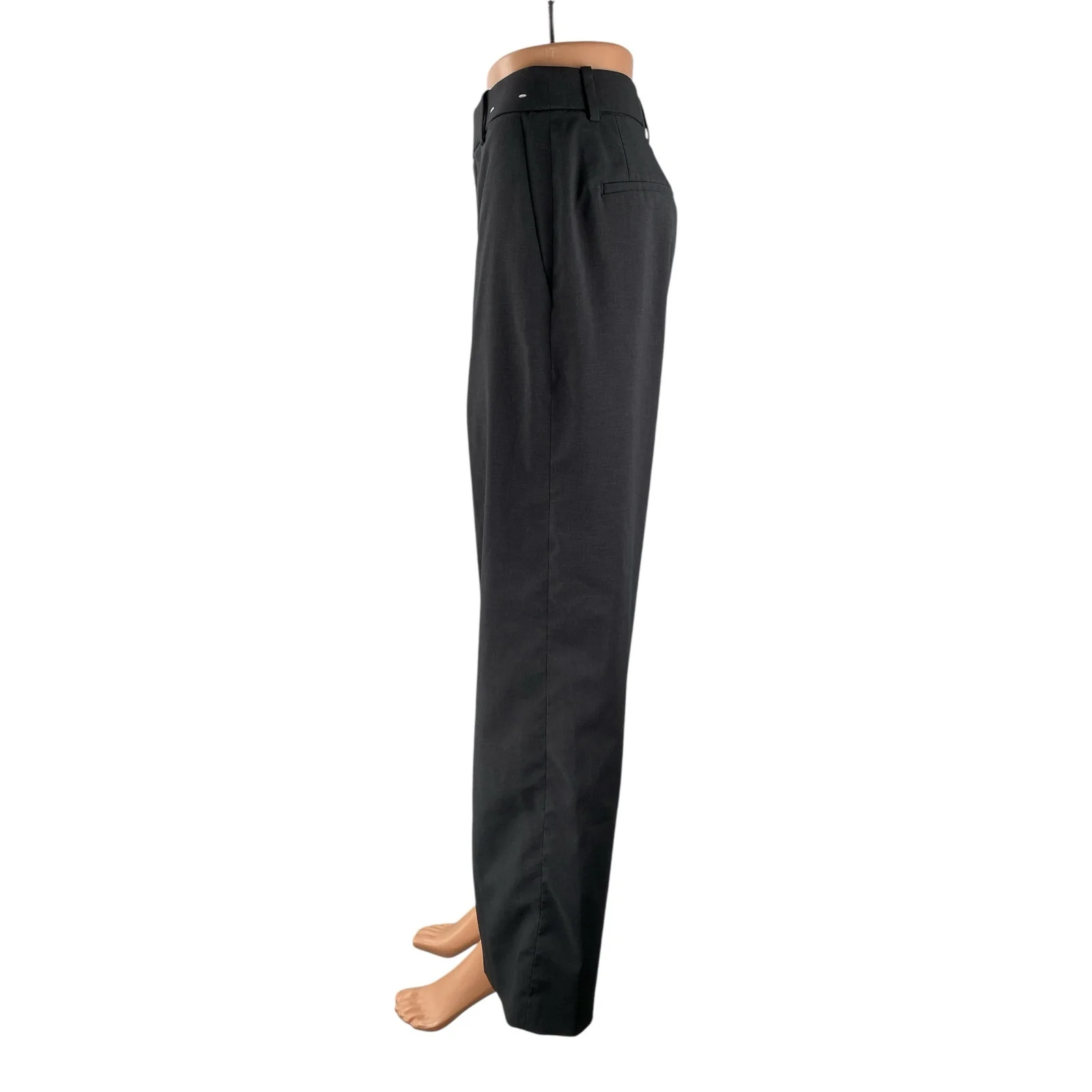 Uniqlo Women's Gray High Waisted Pleated Baggy Wide Leg Trousers Dress Pants M - Image 3