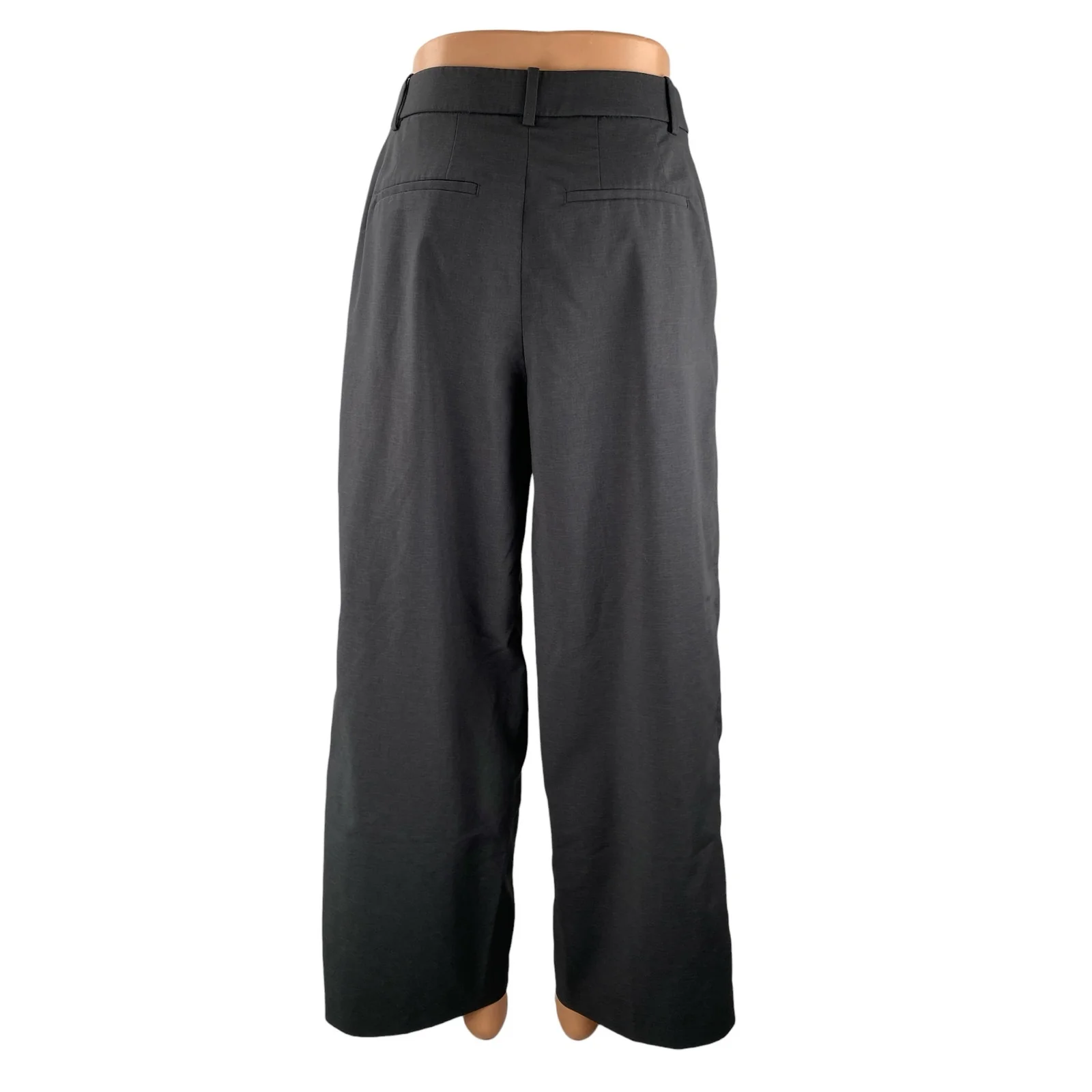 Uniqlo Women's Gray High Waisted Pleated Baggy Wide Leg Trousers Dress Pants M - Image 4