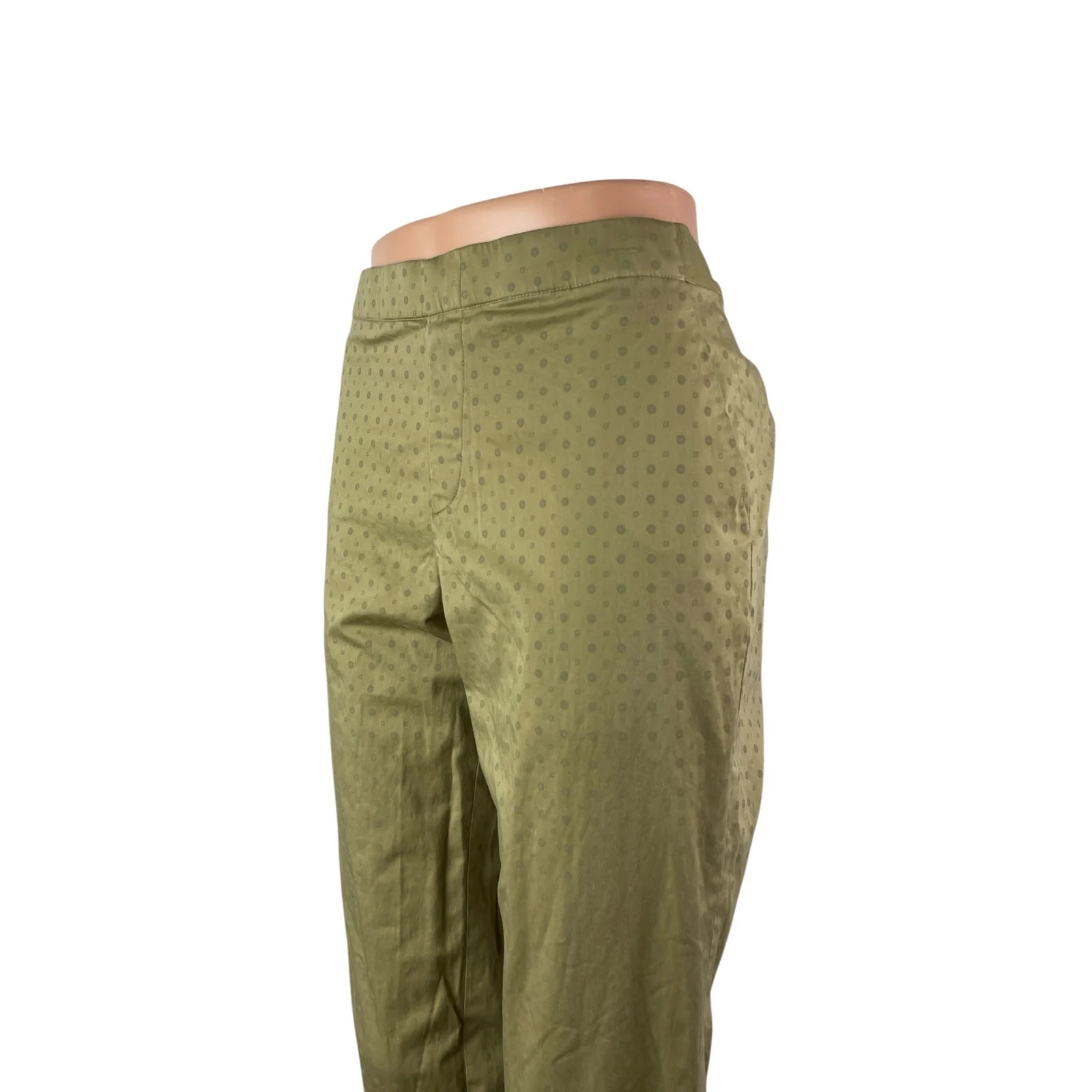 Uniqlo Womens Green Metallic Polka Dot Mid Rise Straight Skinny Trousers Pants M - Image 2
