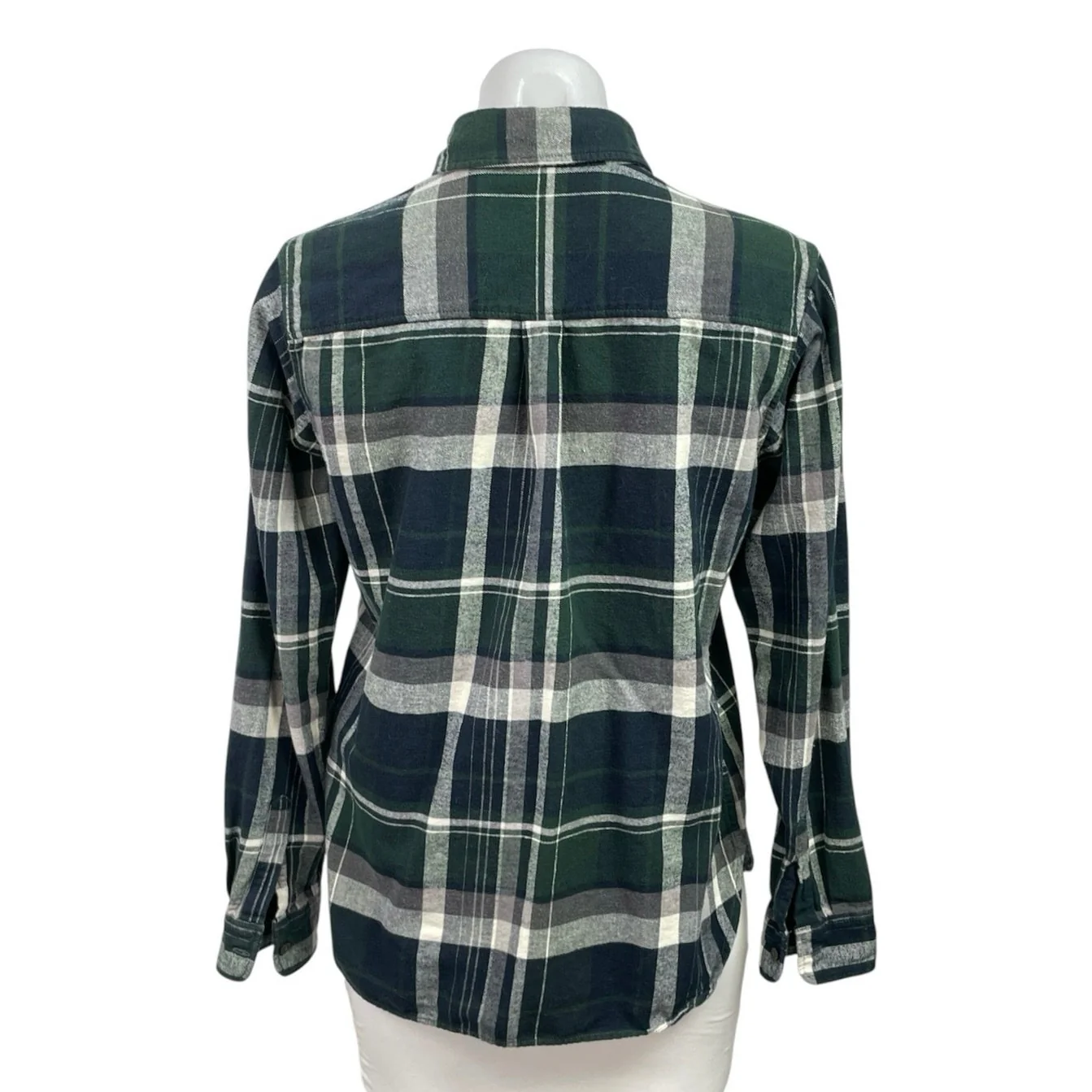 Uniqlo Womens Green Plaid Flannel Check Long Sleeve Button Down Shirt Top Size S - Image 3