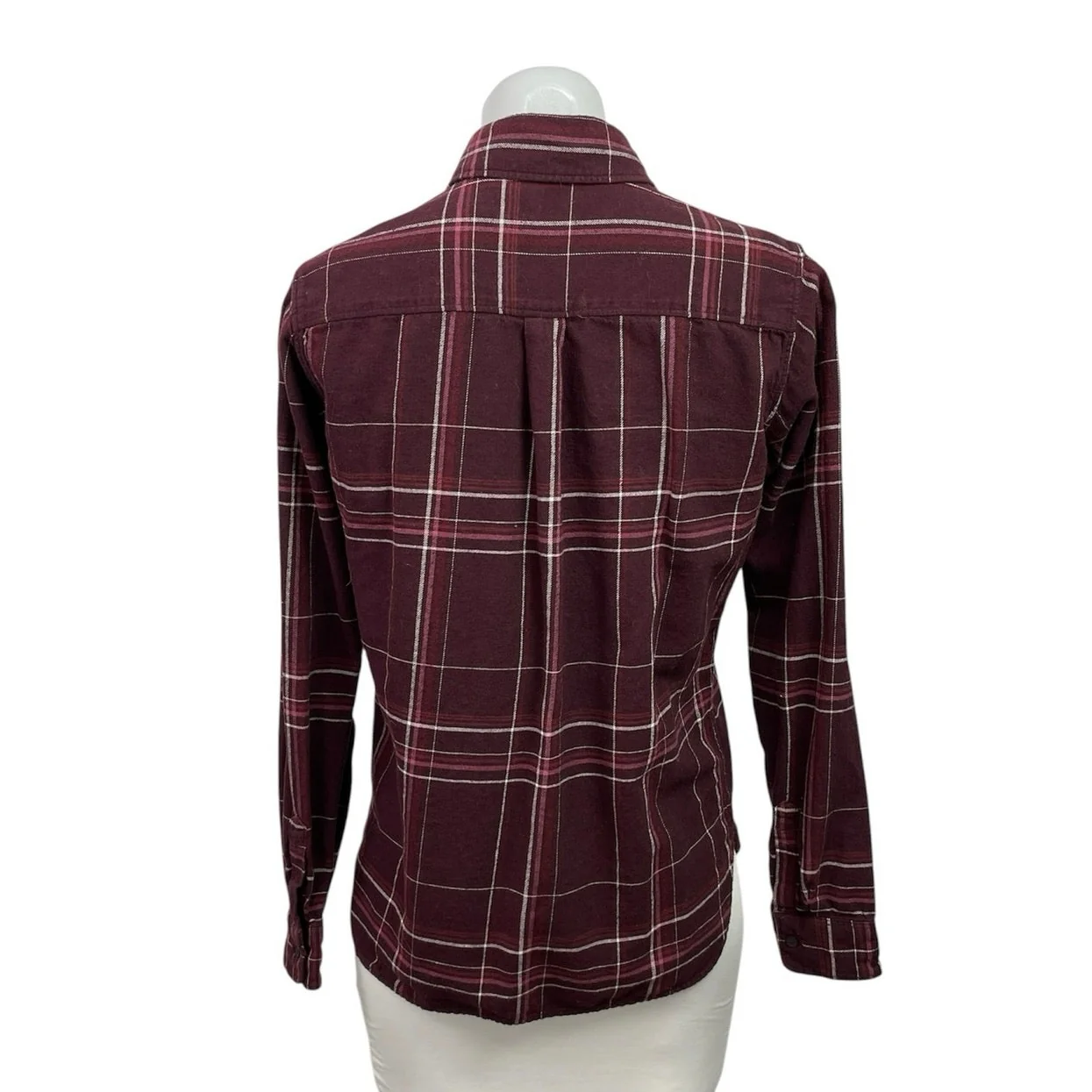 Uniqlo Womens Red Plaid Flannel Check Long Sleeve Button Down Shirt Top Size S - Image 3
