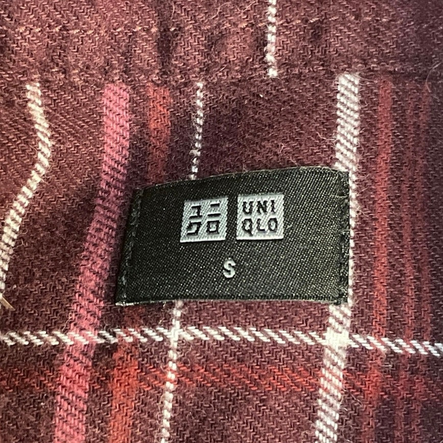 Uniqlo Womens Red Plaid Flannel Check Long Sleeve Button Down Shirt Top Size S - Image 4