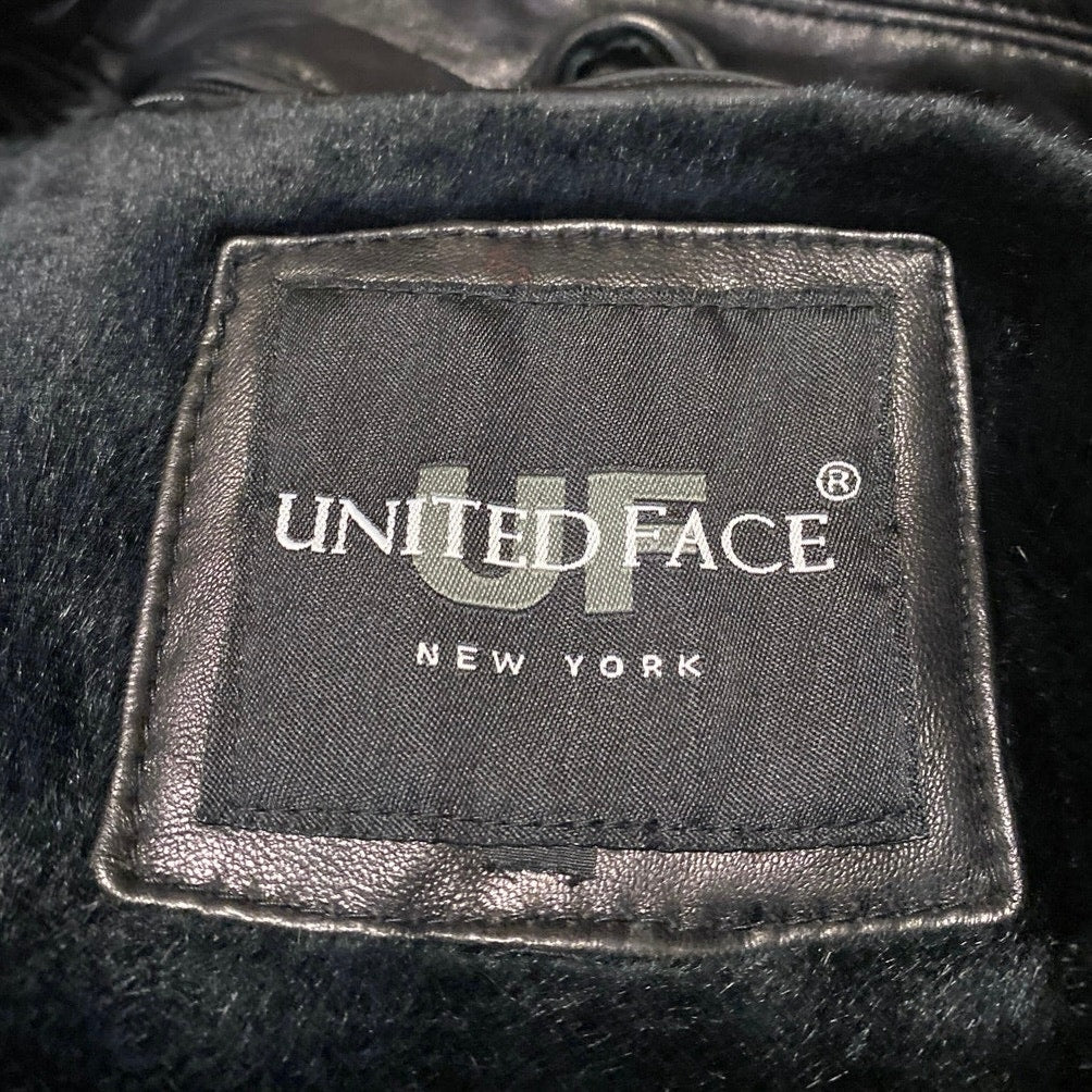 United Face 100% Leather Men's Black Button Front Long Sleeve Coat Jacket Size M - Image 4