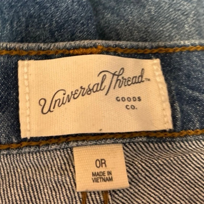 Universal Thread Blue Faded Medium Wash Distressed High Rise Straight Jeans Sz 0 - Image 4