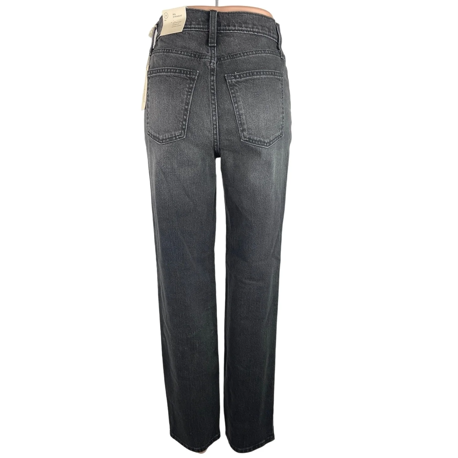 Universal Thread NWT Black Washed Cotton Stretch 90s Straight Leg Jeans Size 0 - Image 3