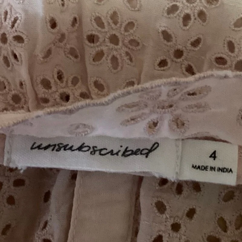 Unsubscribed Pink Eyelet Embroidered Sleeveless Ruffles Peplum Button Tank Top 4 - Image 4
