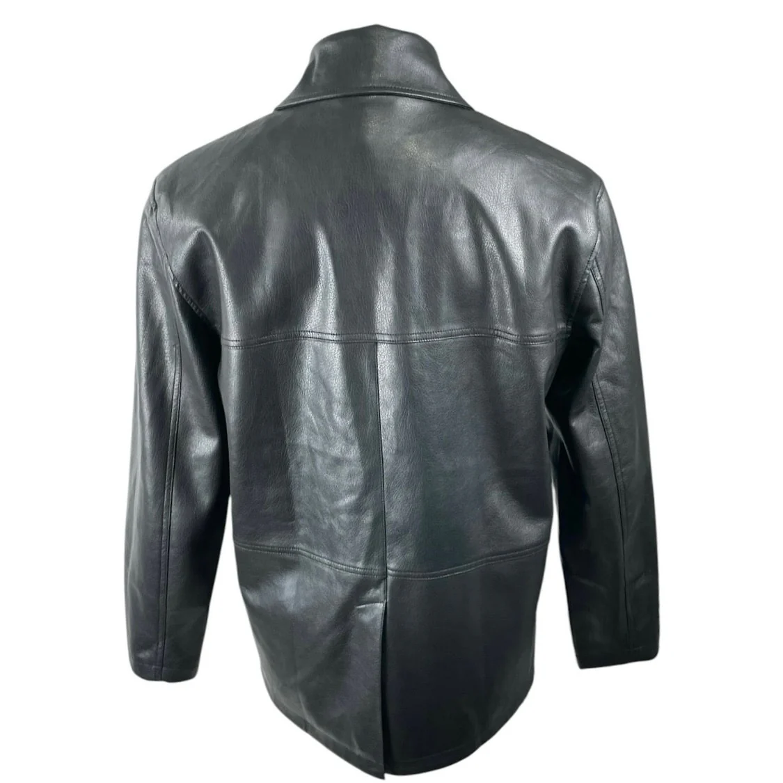 Urban Code Men's Black Faux Leather Vegan Button Up Pocket Coat Jacket Size L - Image 3