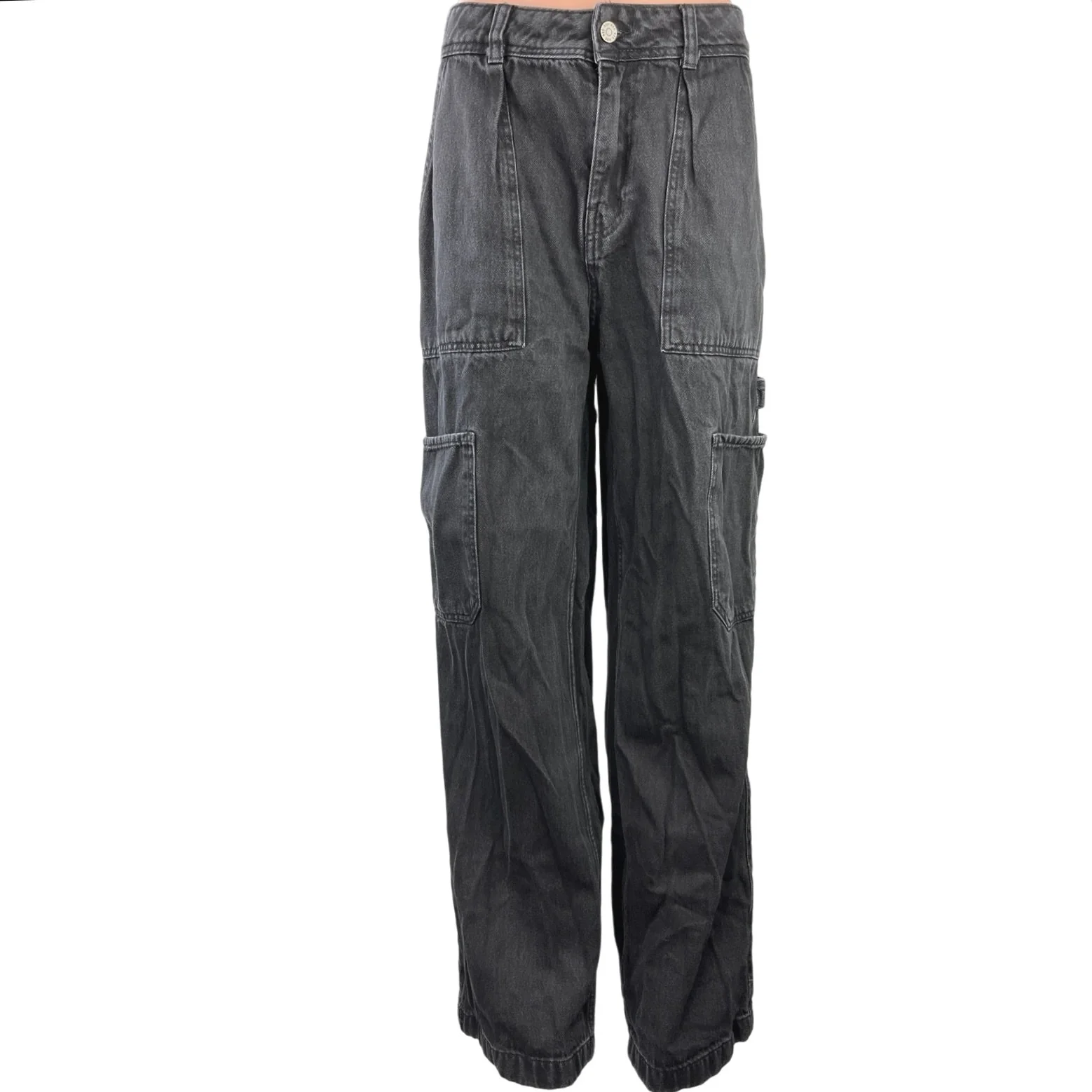 Urban Outfitters BDG Black High Rise Wide Leg Carpenter Cargo Denim Jeans Sz 29