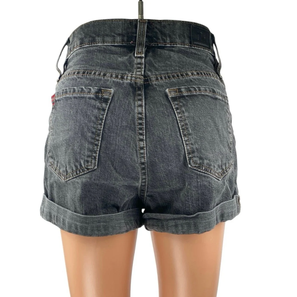 Urban Outfitters BDG Black Washed High Rise Cuffed Denim Jean Shorts Size 26 - Image 3