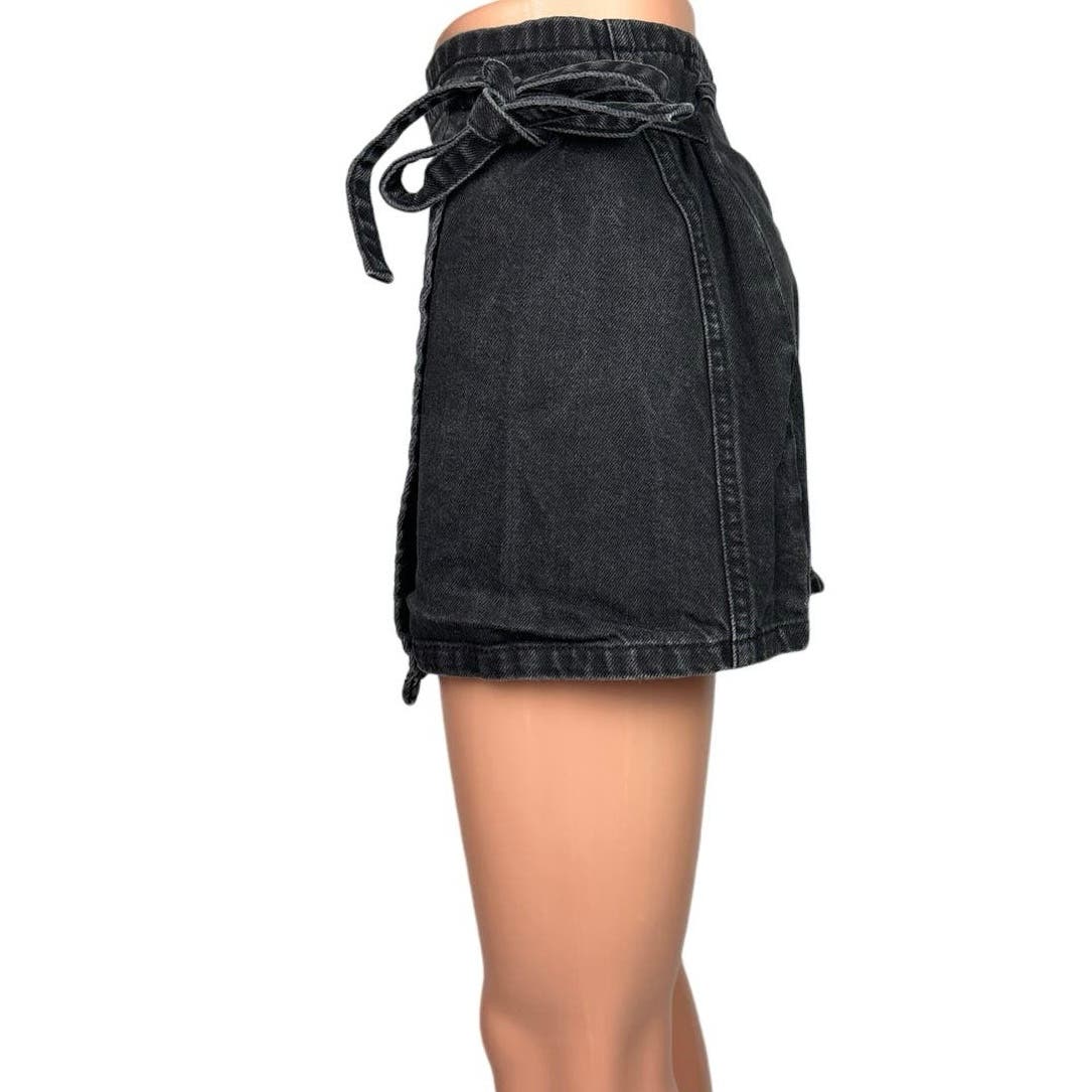 Urban Outfitters BDG Black Wrap Tie High Waist Jean Denim Mini Skirt Size XS - Image 2