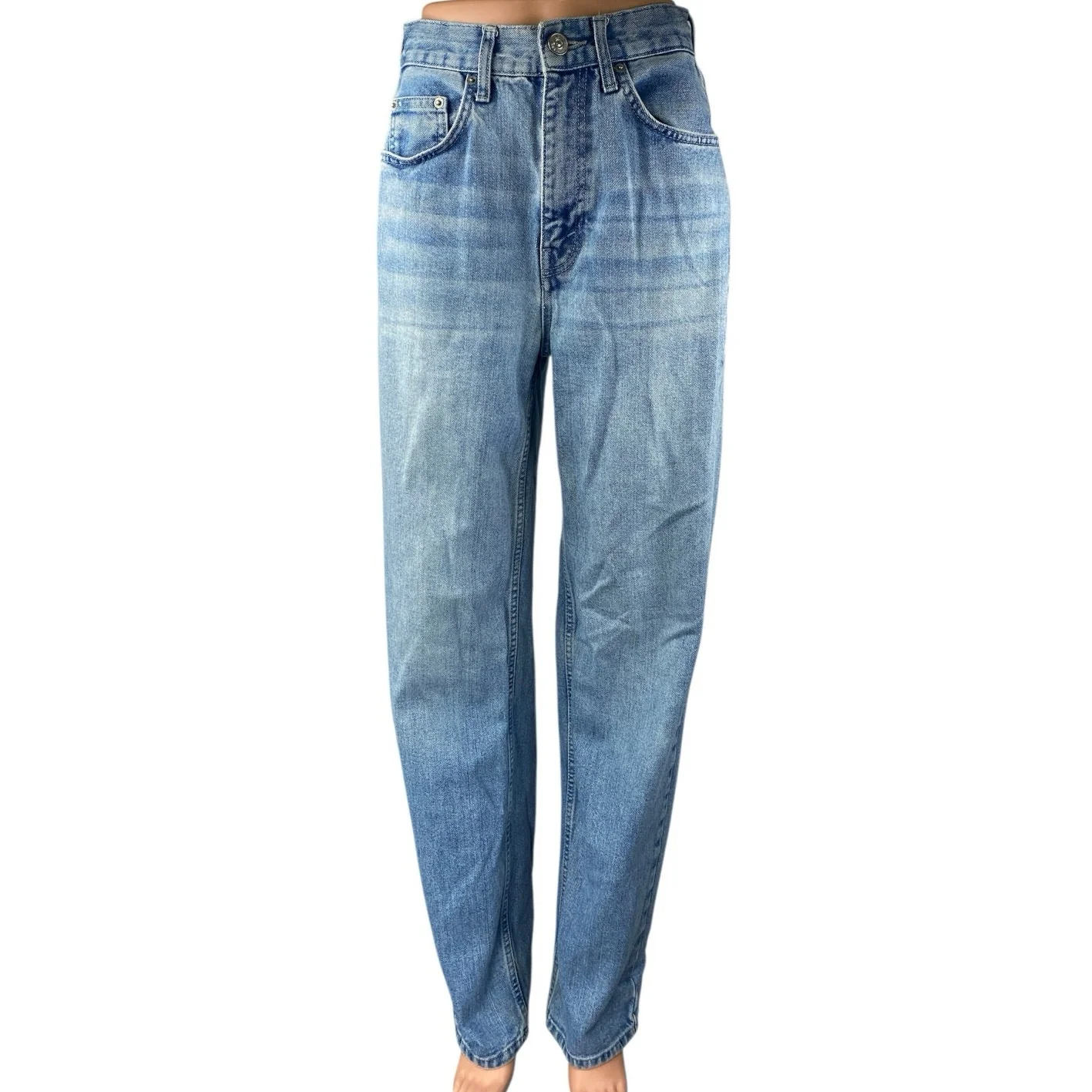 Urban Outfitters BDG Carrot Blue High Rise Tapered Baggy Denim Jeans Size 26