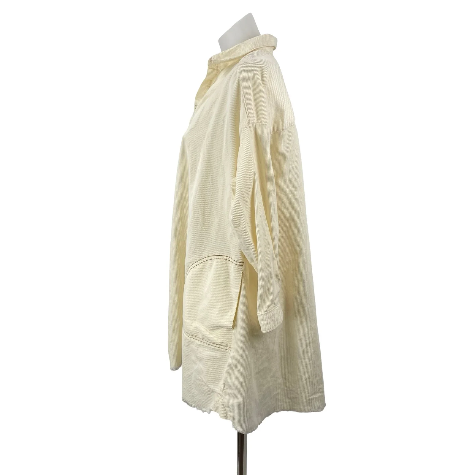 Urban Outfitters BDG Cream Ribbed Collar Long Sleeve Midi A-Line Shirt Dress XS - Image 2
