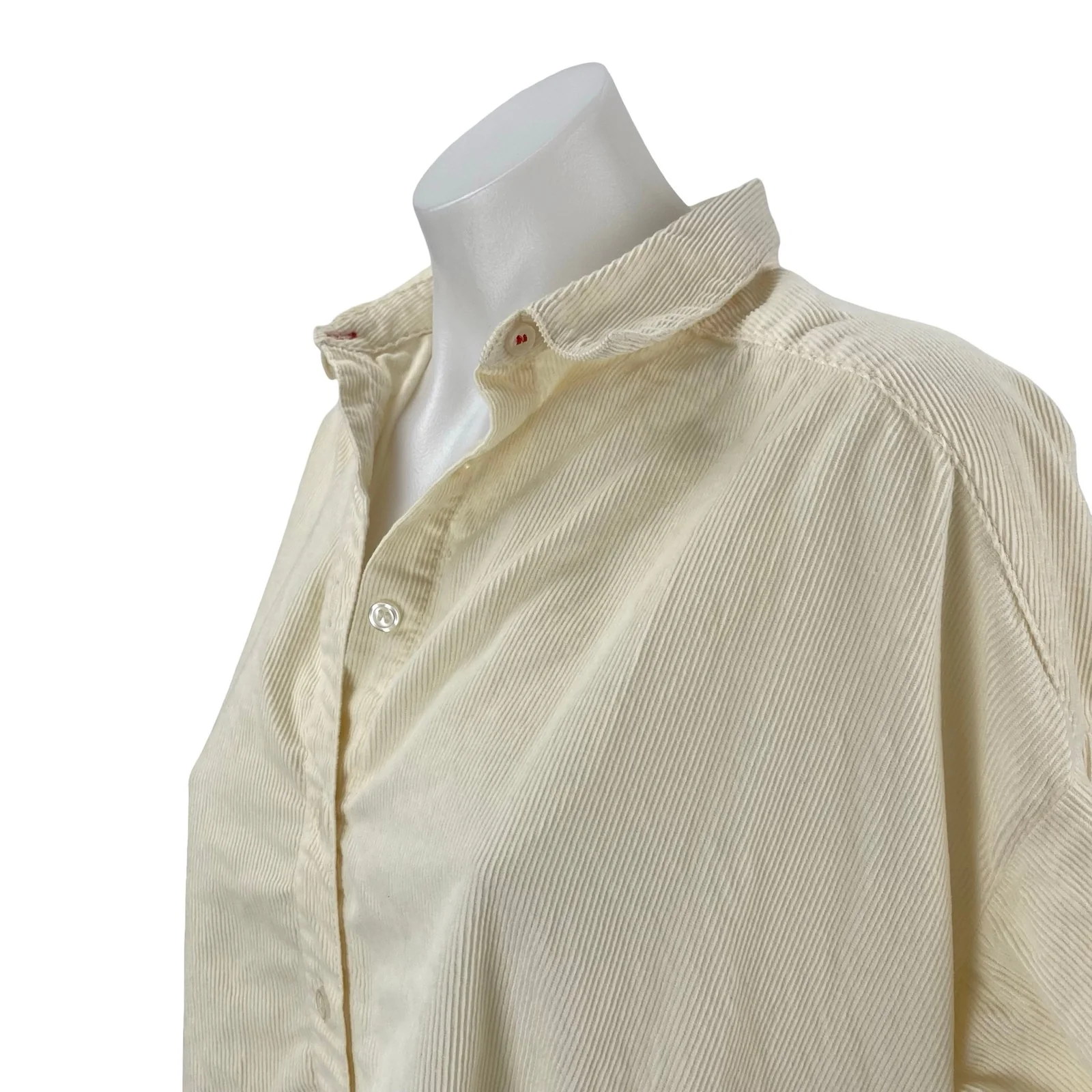 Urban Outfitters BDG Cream Ribbed Collar Long Sleeve Midi A-Line Shirt Dress XS - Image 3