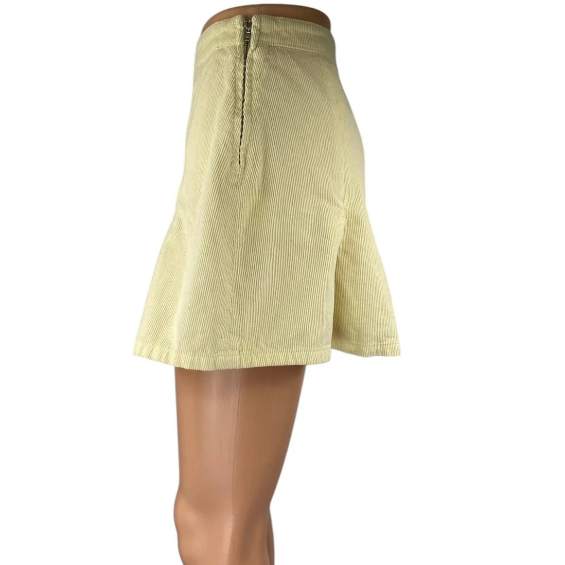 Urban Outfitters BDG Cream Yellow Corduroy Pleated Zipper Mini A-Line Skirt Sz S - Image 2