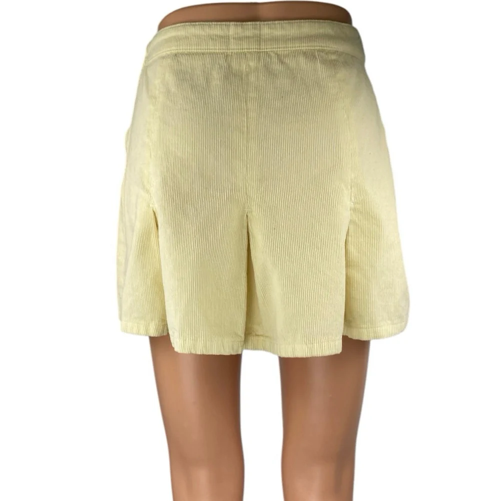 Urban Outfitters BDG Cream Yellow Corduroy Pleated Zipper Mini A-Line Skirt Sz S - Image 3
