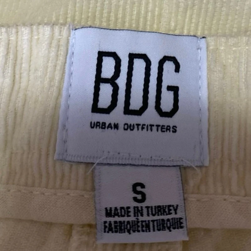 Urban Outfitters BDG Cream Yellow Corduroy Pleated Zipper Mini A-Line Skirt Sz S - Image 4