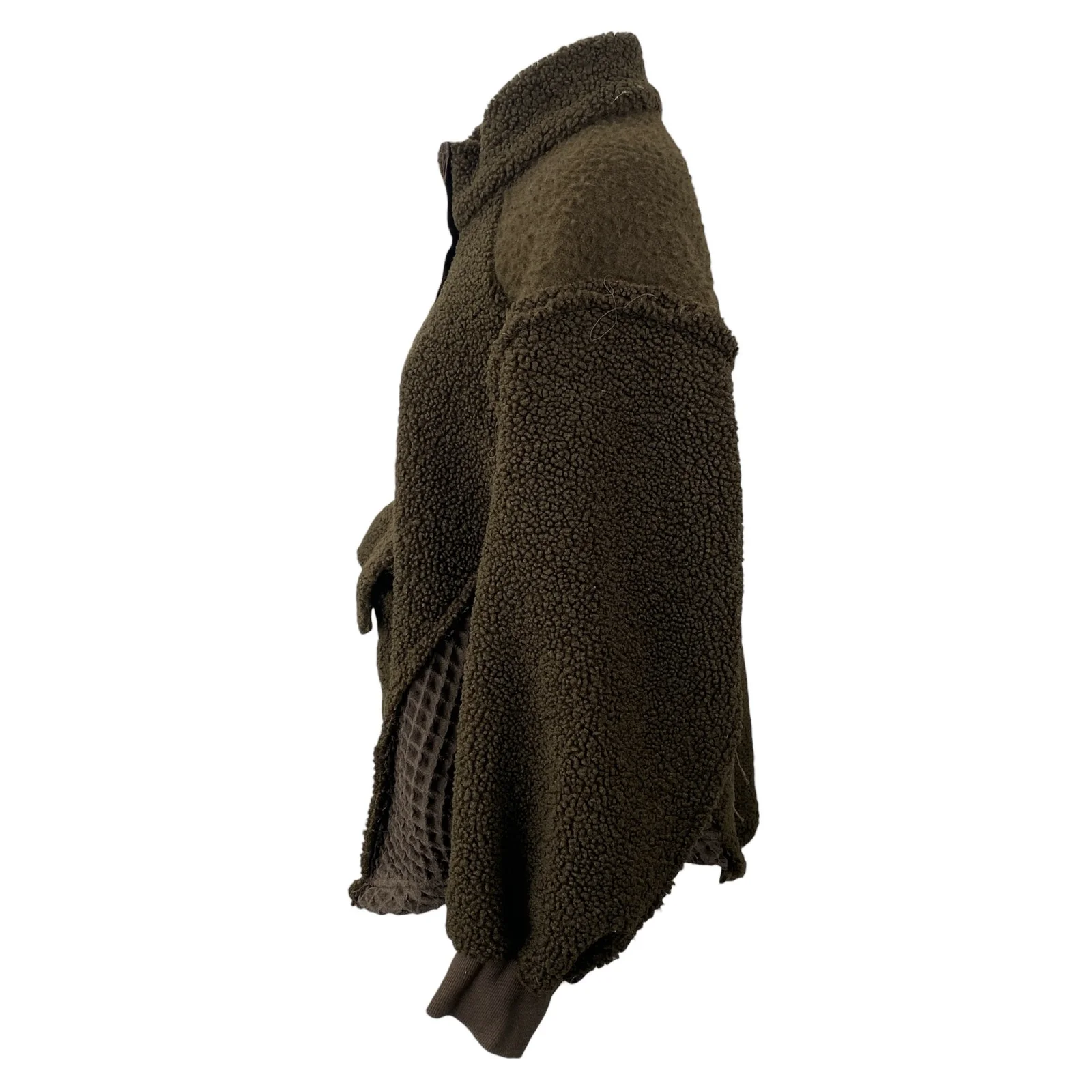 Urban Outfitters BDG Kas Sherpa Fleece Brown Mock Neck Long Sleeve Coat Jacket S - Image 3