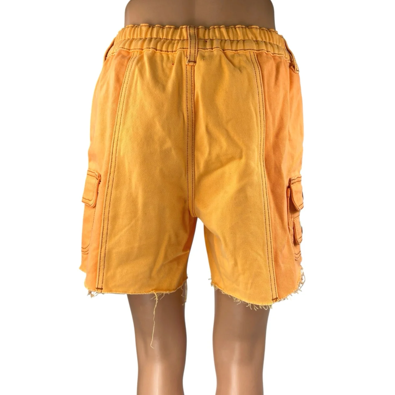 Urban Outfitters BDG Women's Orange Frayed Raw Hem Straight Leg Cargo Shorts S - Image 3