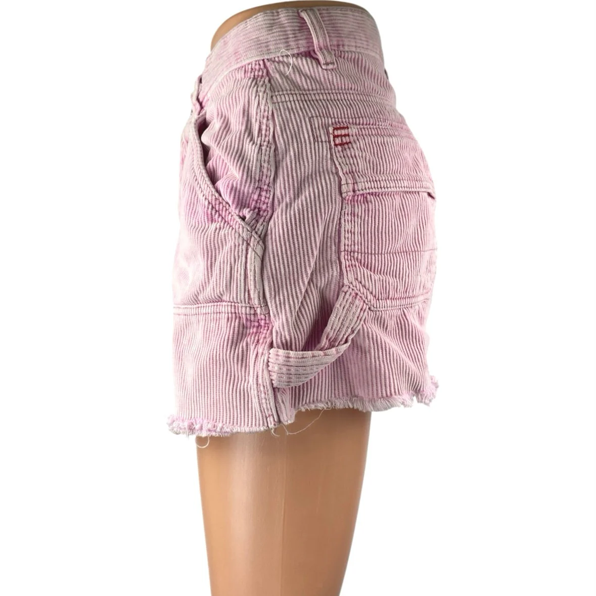 Urban Outfitters BDG Women's Pink Corduroy Raw Hem Cut Off Carpenter Shorts 26 - Image 2
