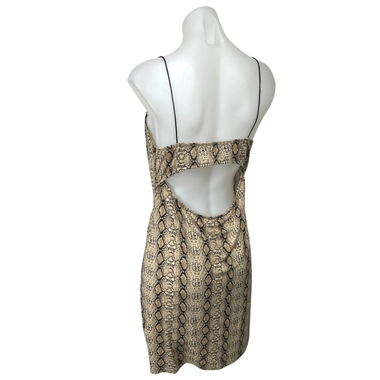 Urban Outfitters Beige Black Snakeskin Sleeveless Cami Mini Bodycon Dress Sz L - Image 2