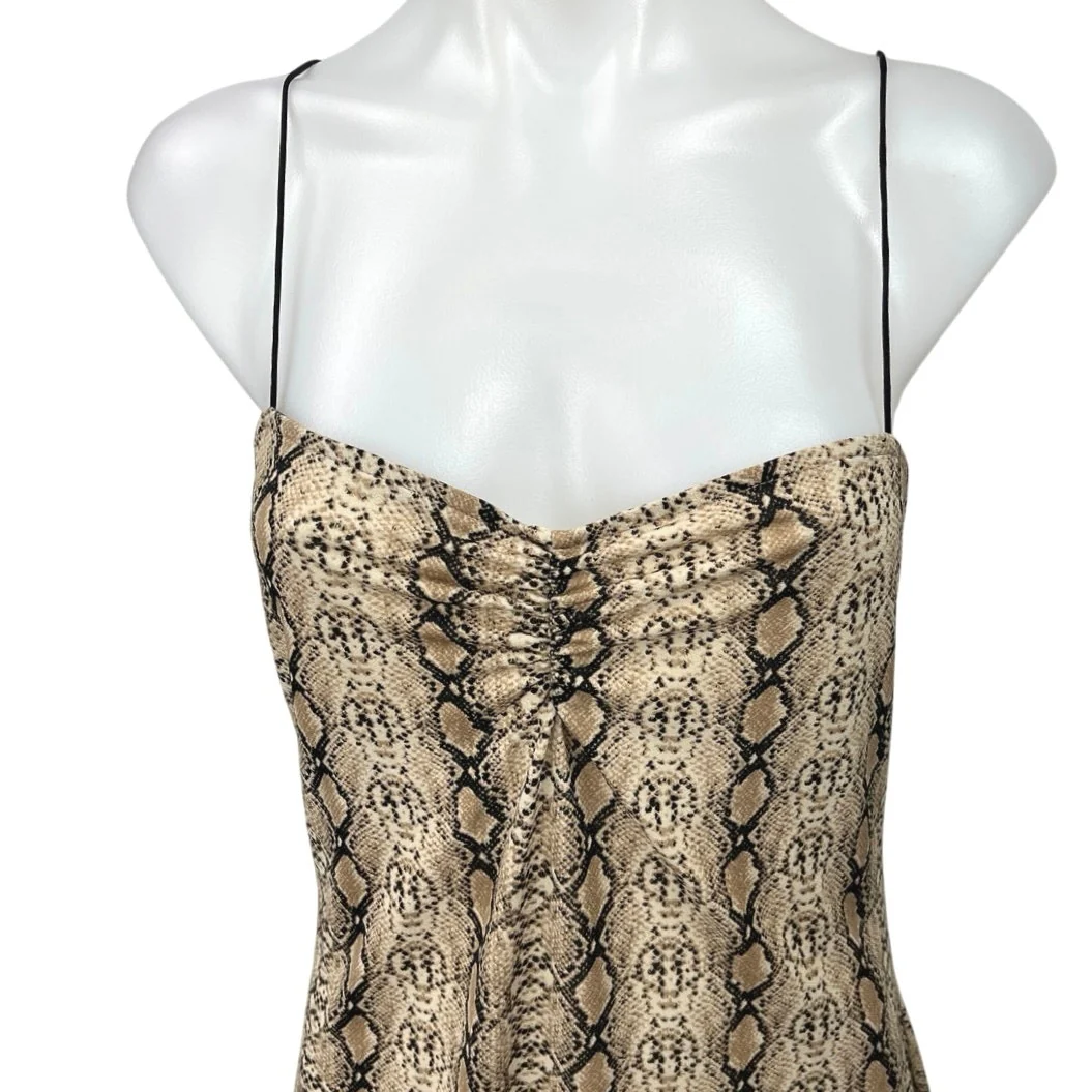 Urban Outfitters Beige Black Snakeskin Sleeveless Cami Mini Bodycon Dress Sz L - Image 3
