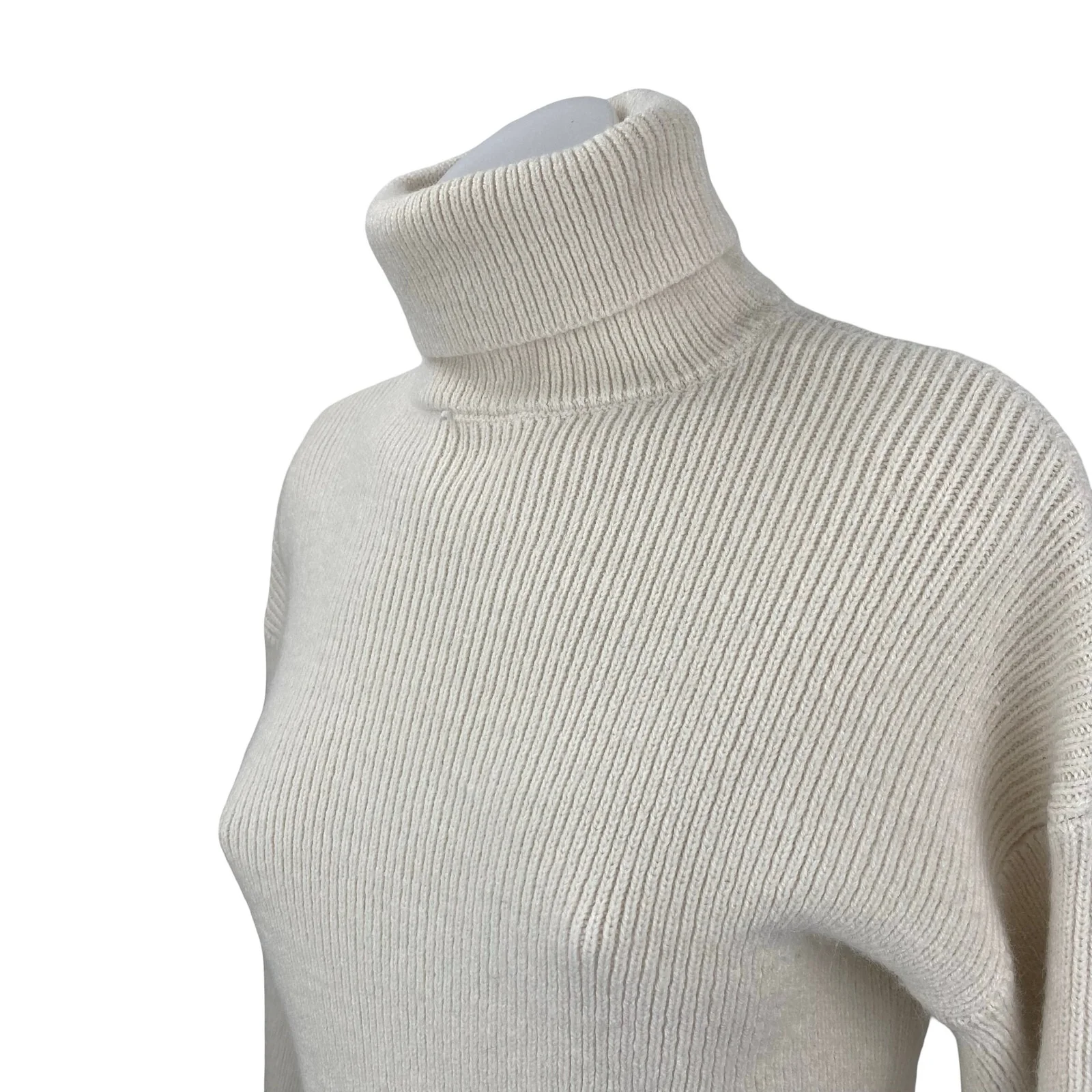 Urban Outfitters Beige Cream Ribbed Knit Turtleneck Long Sleeve Sweater Top XS - Image 3