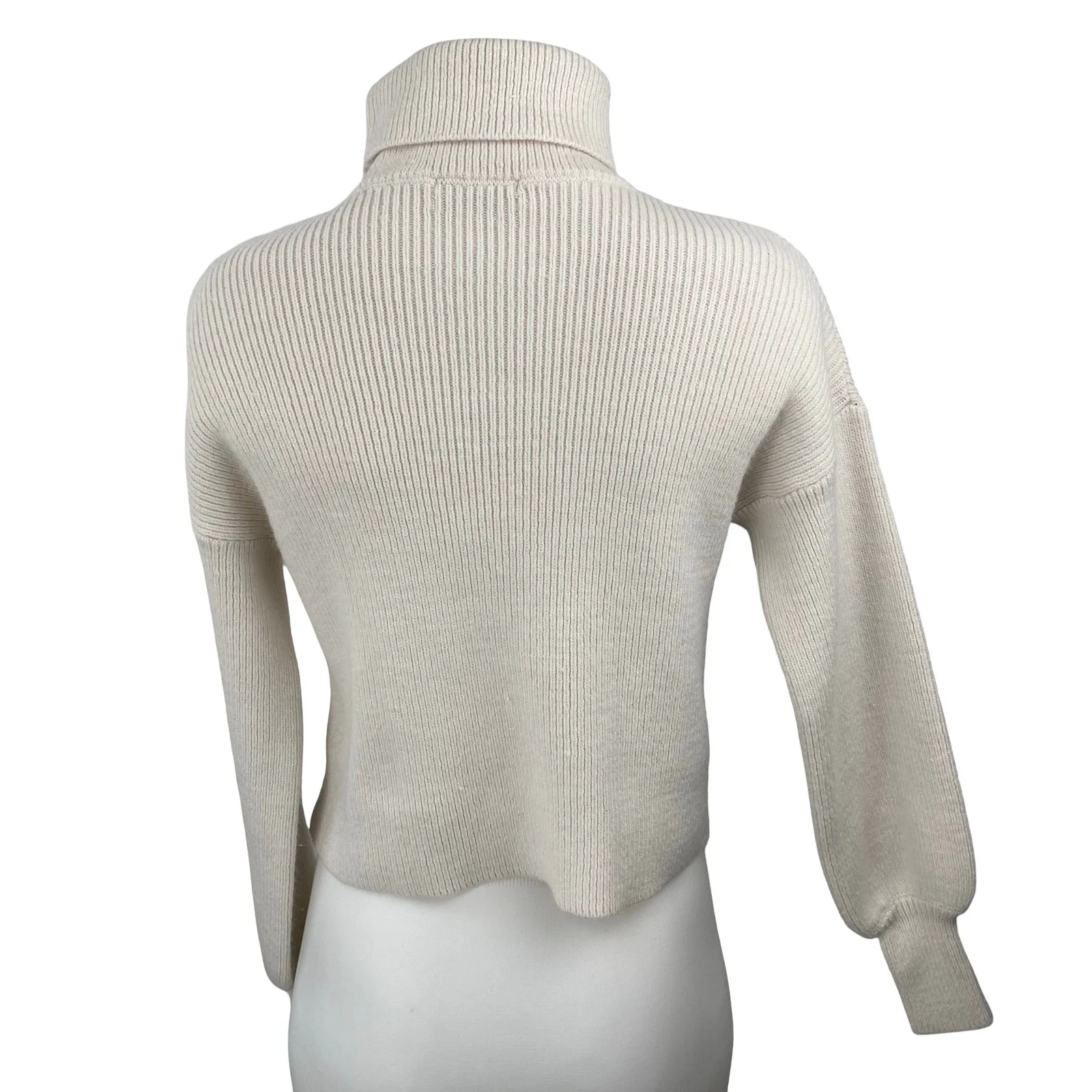 Urban Outfitters Beige Cream Ribbed Knit Turtleneck Long Sleeve Sweater Top XS - Image 4