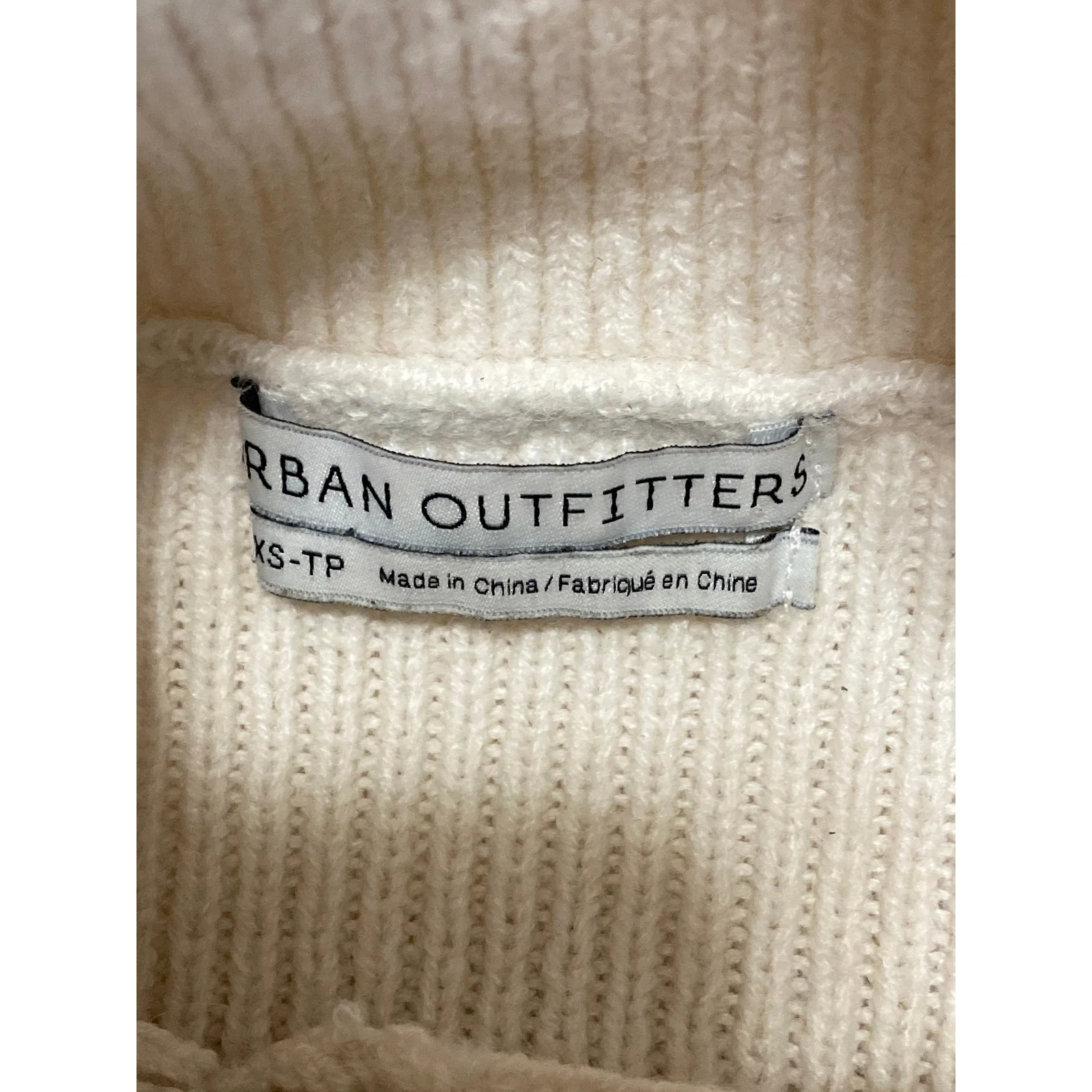 Urban Outfitters Beige Cream Ribbed Knit Turtleneck Long Sleeve Sweater Top XS - Image 5