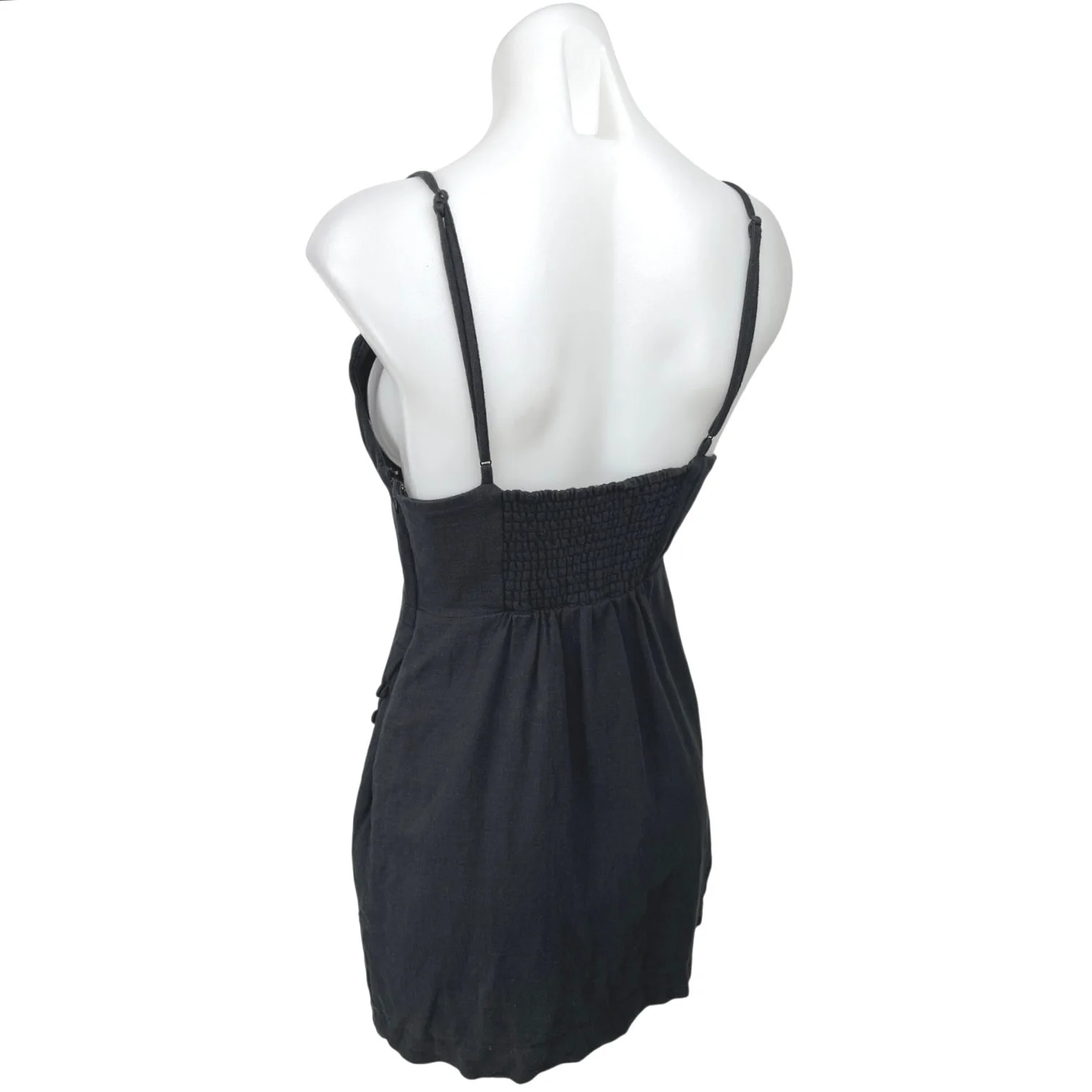 Urban Outfitters Black Linen V-neck Sleeveless Cami Camisole Mini A-line Dress M - Image 2