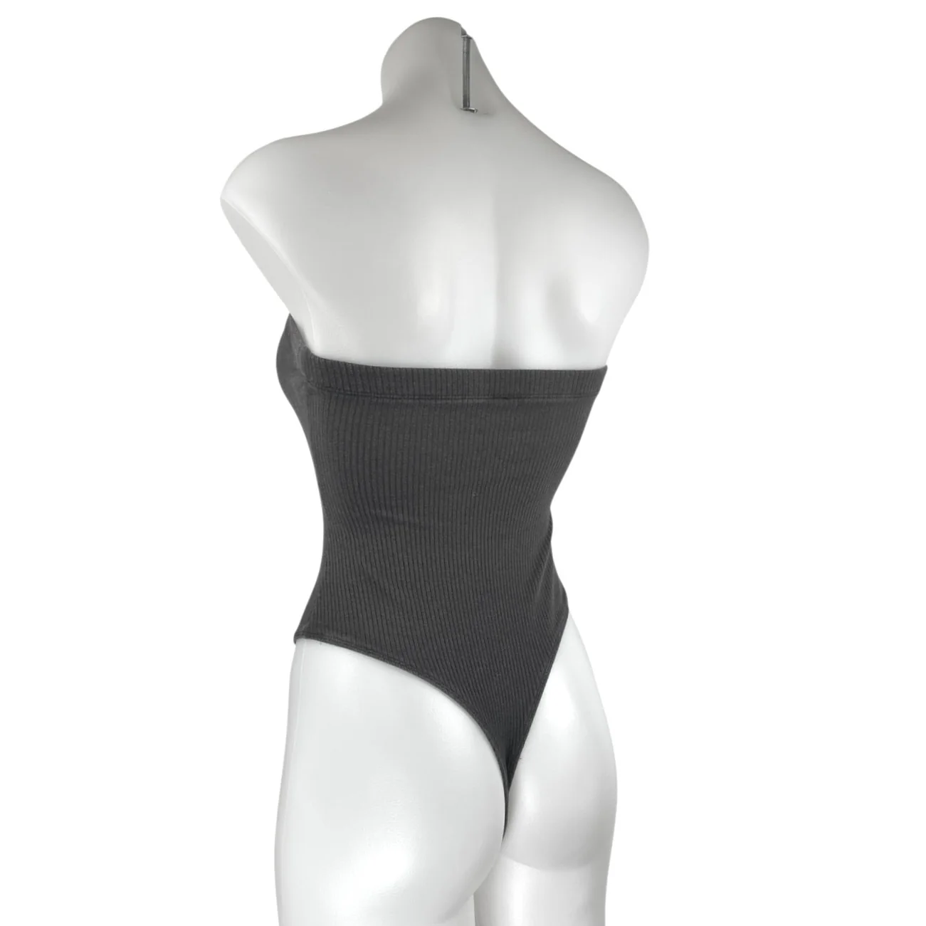 Urban Outfitters Black Ribbed Strapless Tube Bandeau Thong Bodysuit Top Size S - Image 2