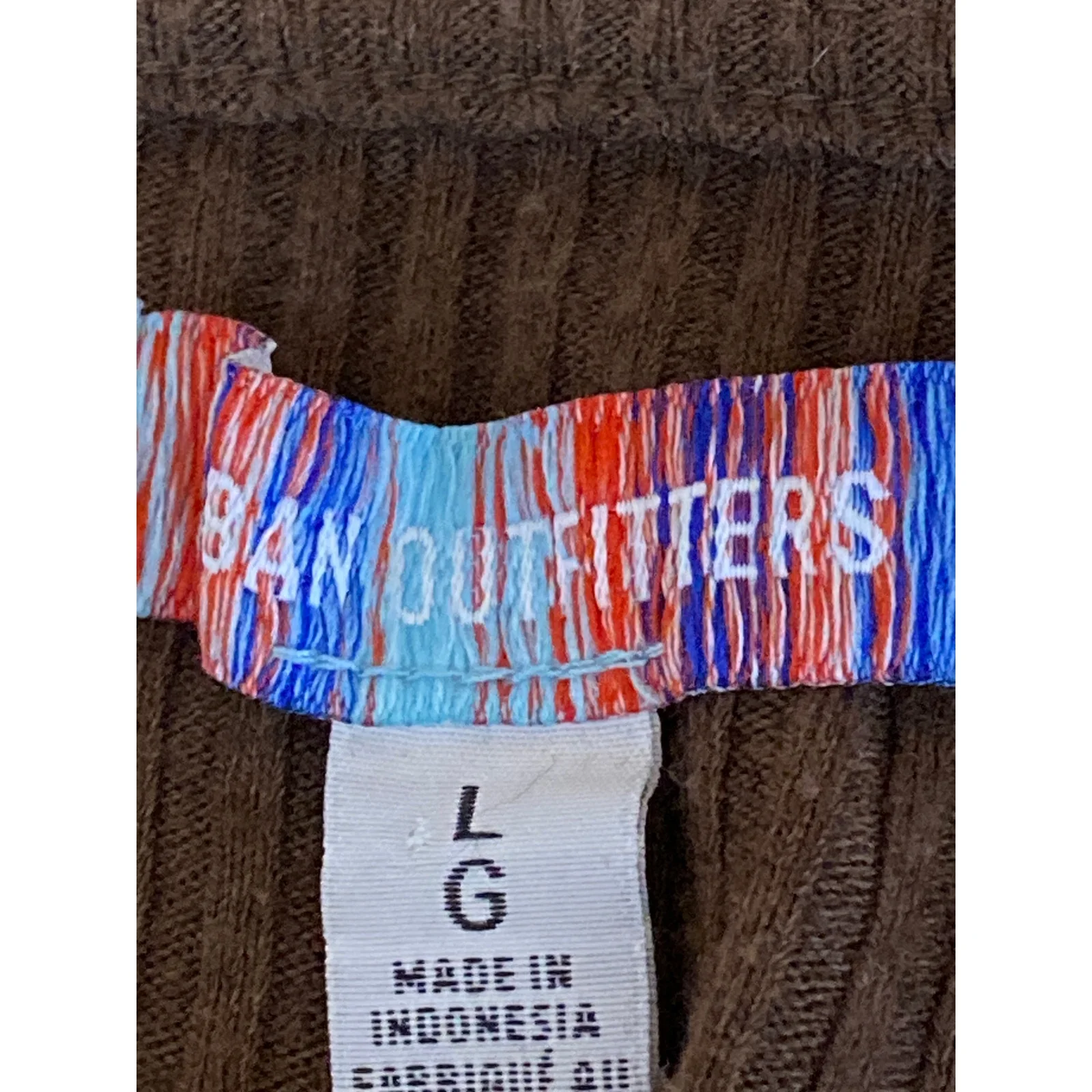 Urban Outfitters Brown Long Sleeve Square Neck Ribbed Knit Sweater Top Size L - Image 5