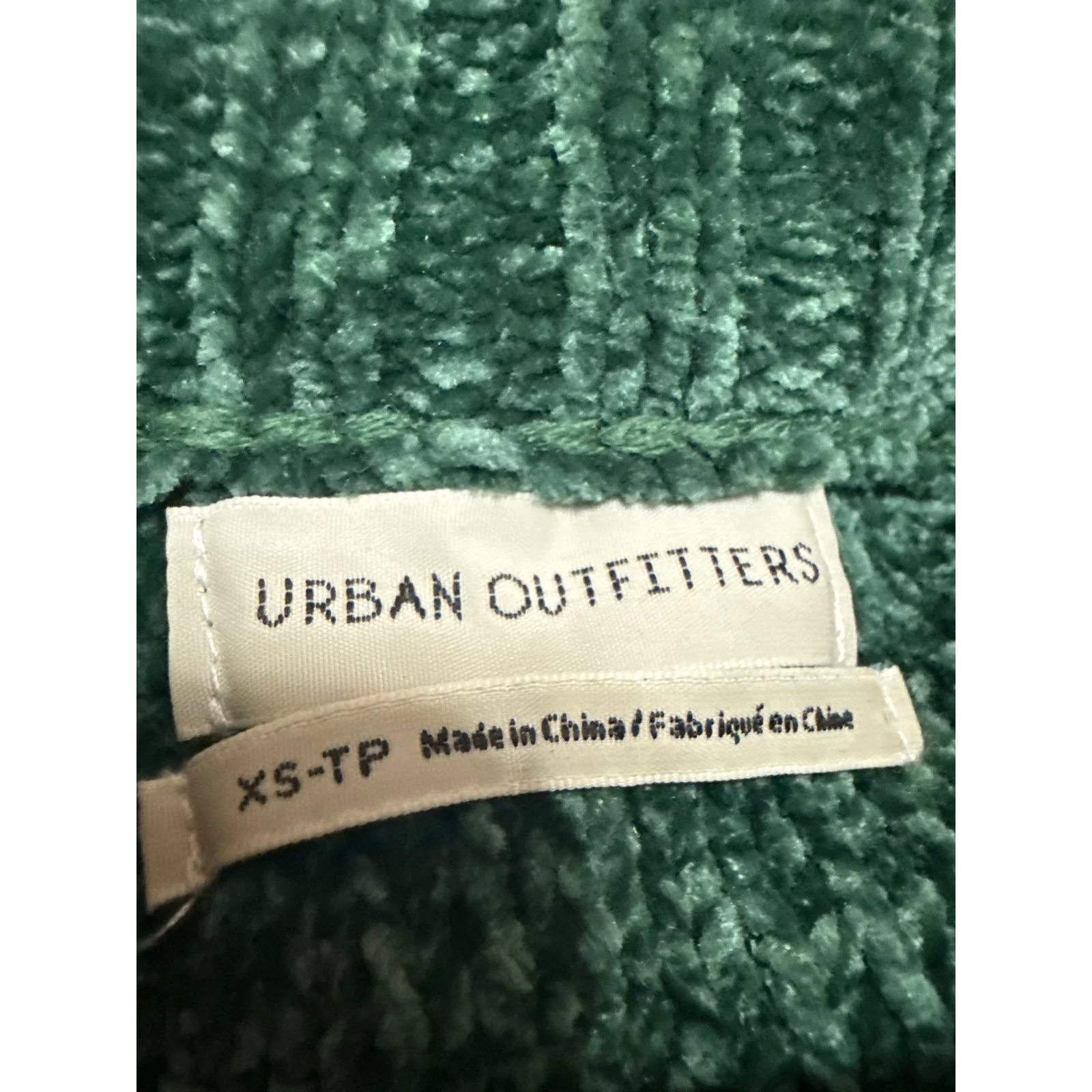 Urban Outfitters Daria Double Take Chenille Green Turtleneck Cropped Sweater XS - Image 3