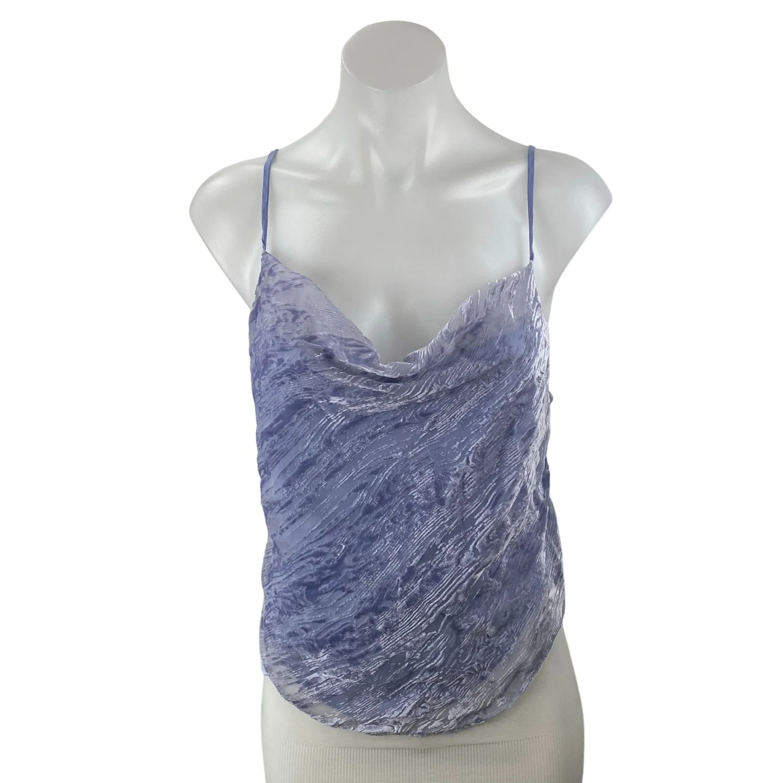 Urban Outfitters Esmie Blue Burnout Velvet Cowl Neck Cami Camisole Tank Top M
