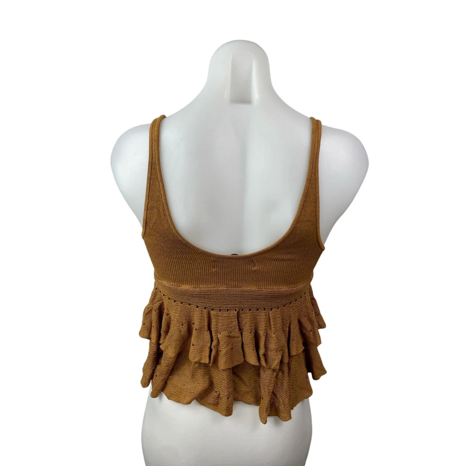 Urban Outfitters Kimchi Blue Callie Ruffle Brown Sleeveless Sweater Tank Top XS - Image 3