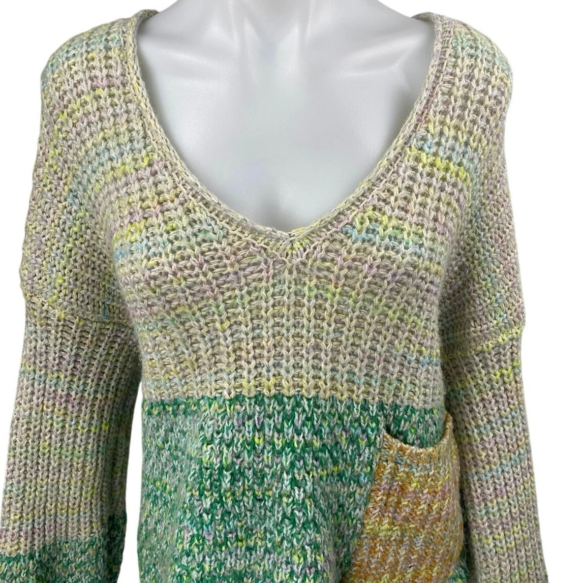 Urban Outfitters Kimchi Blue Space Station Cream Green Chunky Knit Sweater Top M - Image 3