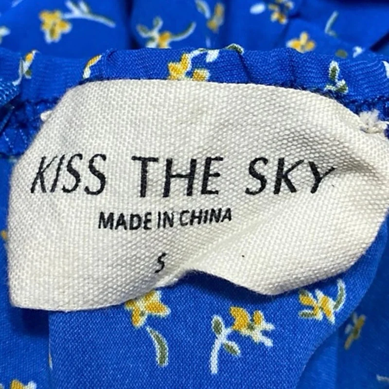 Urban Outfitters Kiss the Sky Blue Floral Cutout Balloon Sleeve Mini Dress Sz S - Image 4